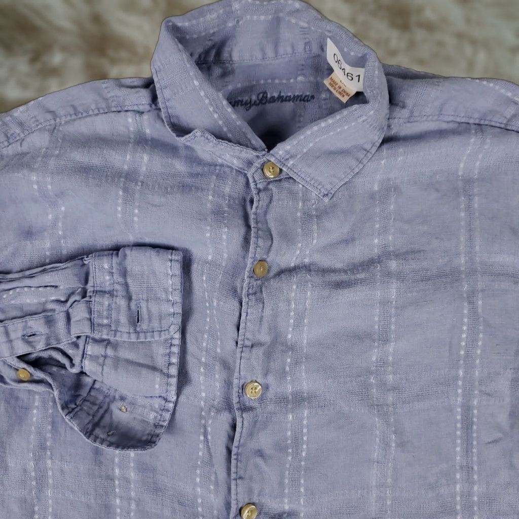 Tommy Bahama Tommy Bahama Shirt Mens Large Blue Striped Linen Casual Button Up Long Sleeve Size US L / EU 52-54 / 3 - 1 Thumbnail