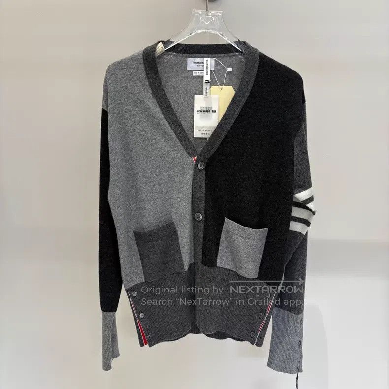Thom Browne Thom Browne Color Blocked Four Stripe Cashmere Cardigan Size US XL / EU 56 / 4 - 1 Thumbnail