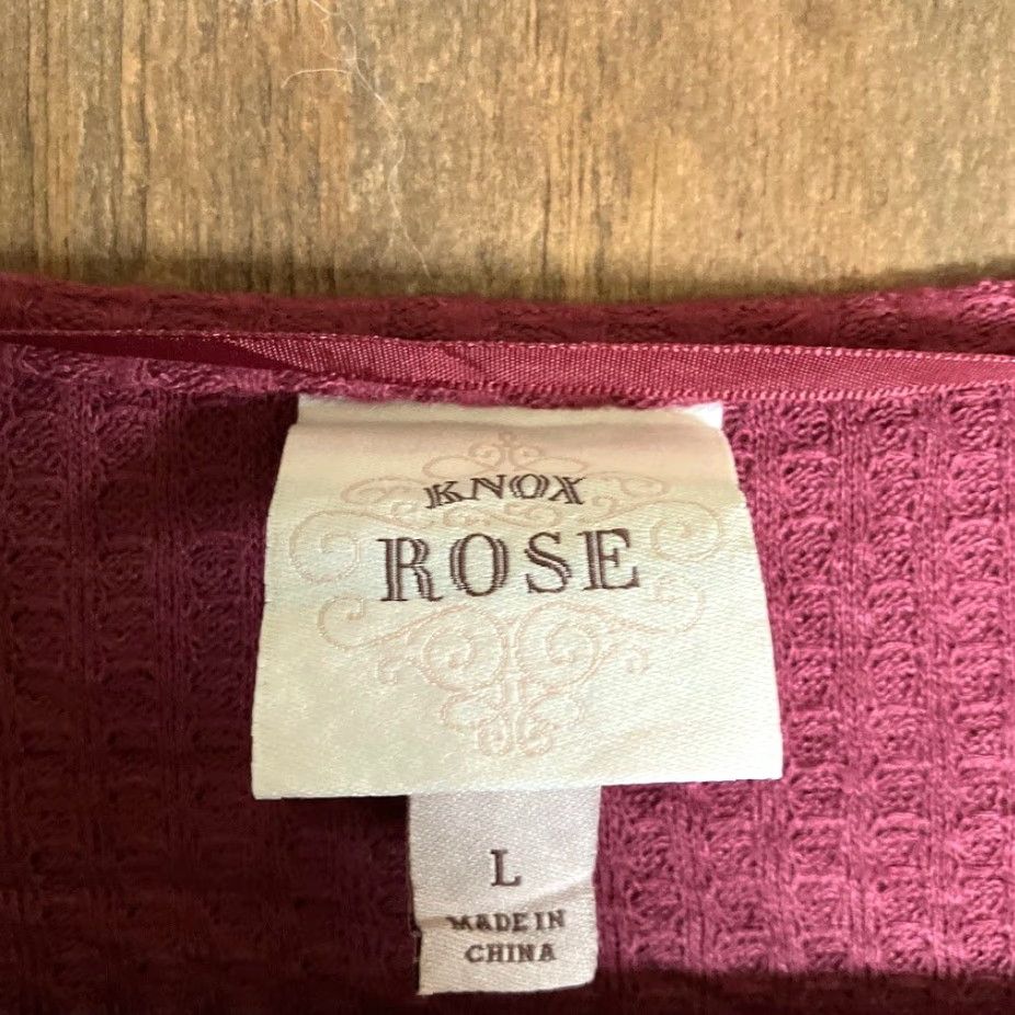 Vintage Knox Rose Womens Blouse Burgundy Waist Tie Peplum Long Sleeve Stretch Large Size L / US 10 / IT 46 - 6 Thumbnail