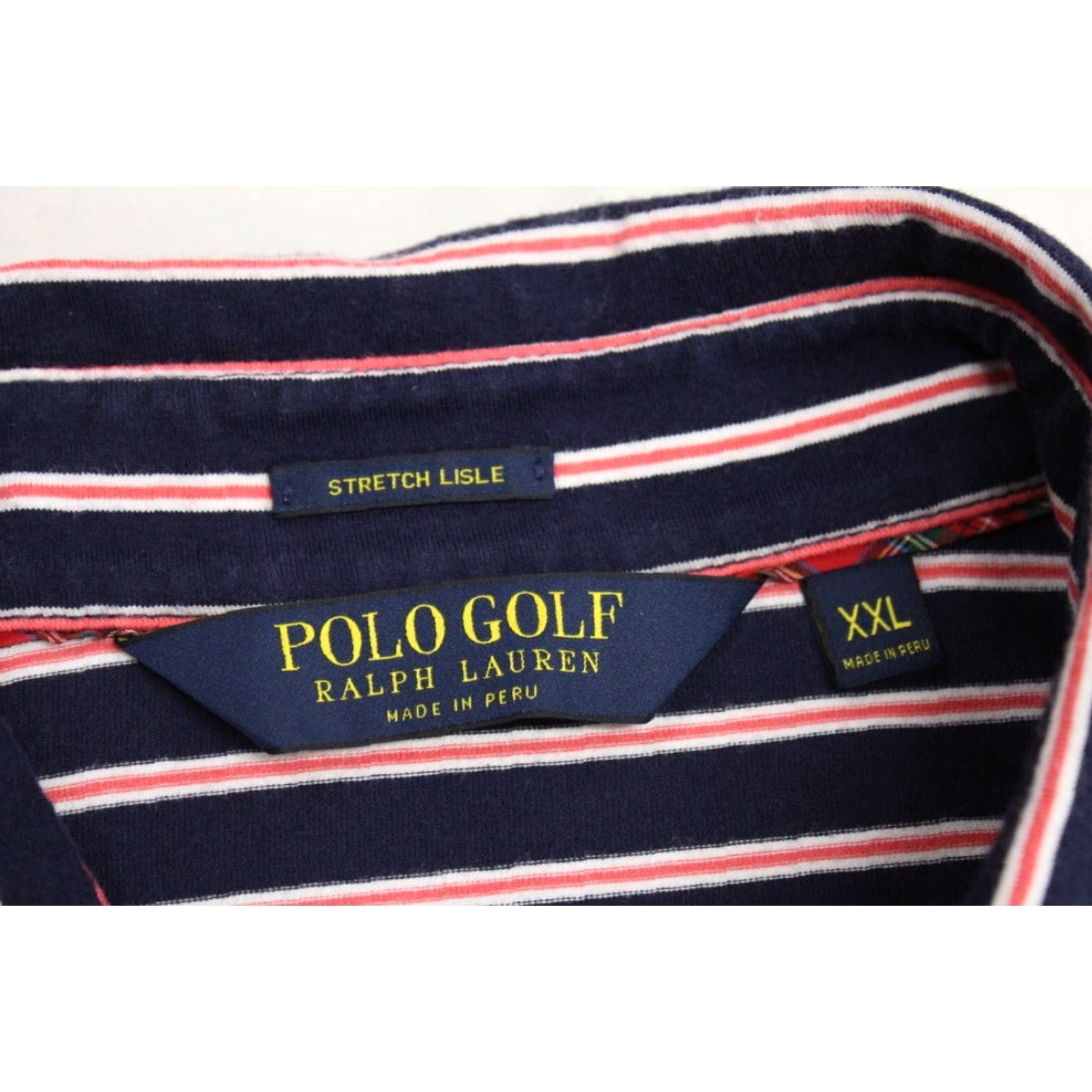 Ralph Lauren VINTAGE Polo Ralph Lauren Shirt Men 2XL Polo Shirt Blue Pink Stripe Stretch Lisle Green Pony Logo Adult XXL Blue Stripe 90s Mens Polo Size US XXL / EU 58 / 5 - 7 Thumbnail