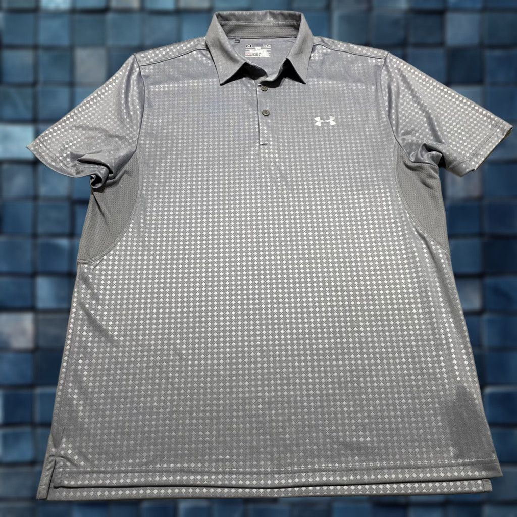 Under Armour Under Armour Polo Shirt Geometric Gray Mens L Sports HeatGear Golf Shirt Size US L / EU 52-54 / 3 - 1 Thumbnail