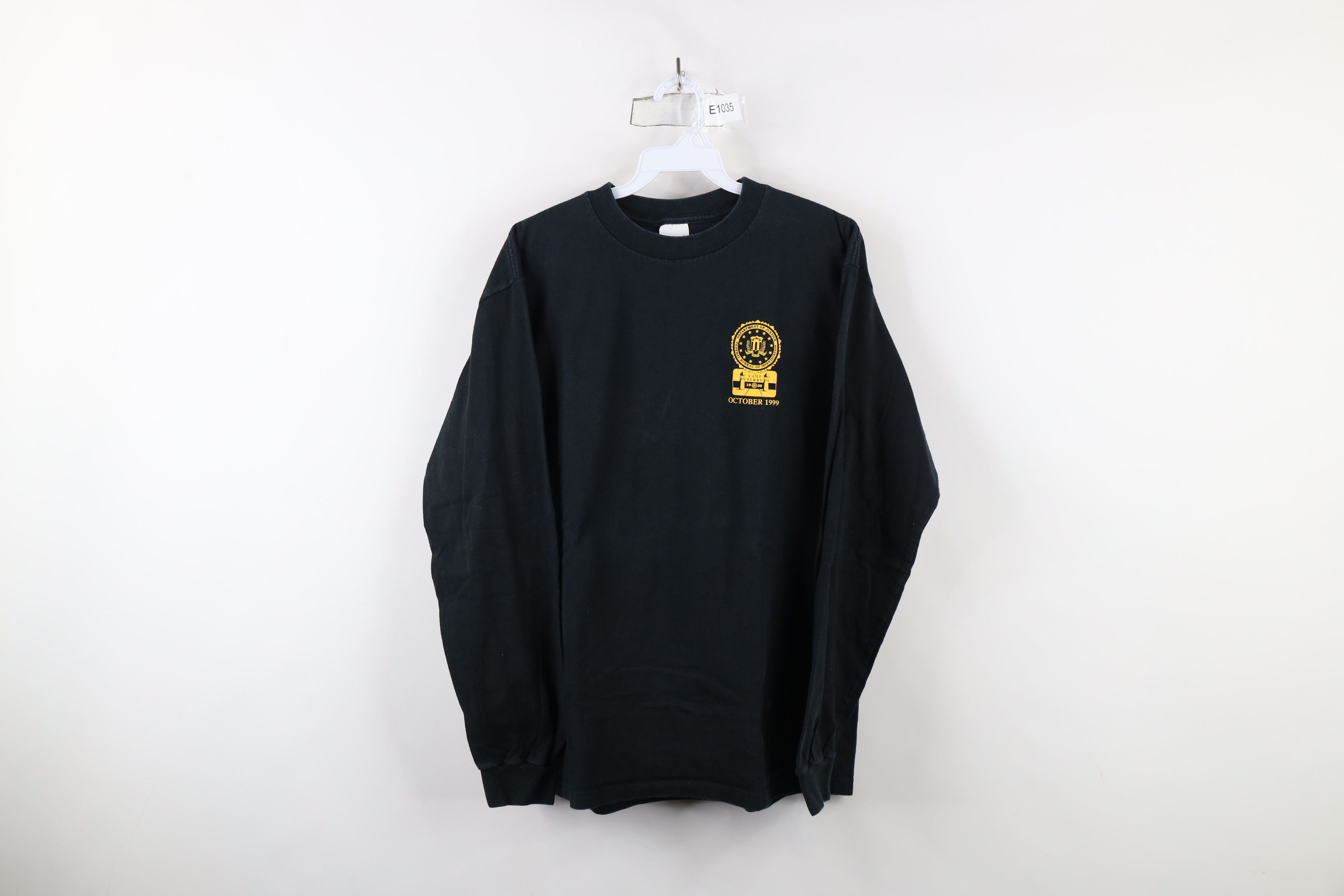 Vintage Vintage 90s Perry FBI Swat School Long Sleeve T-Shirt Black Size US L / EU 52-54 / 3 - 1 Thumbnail