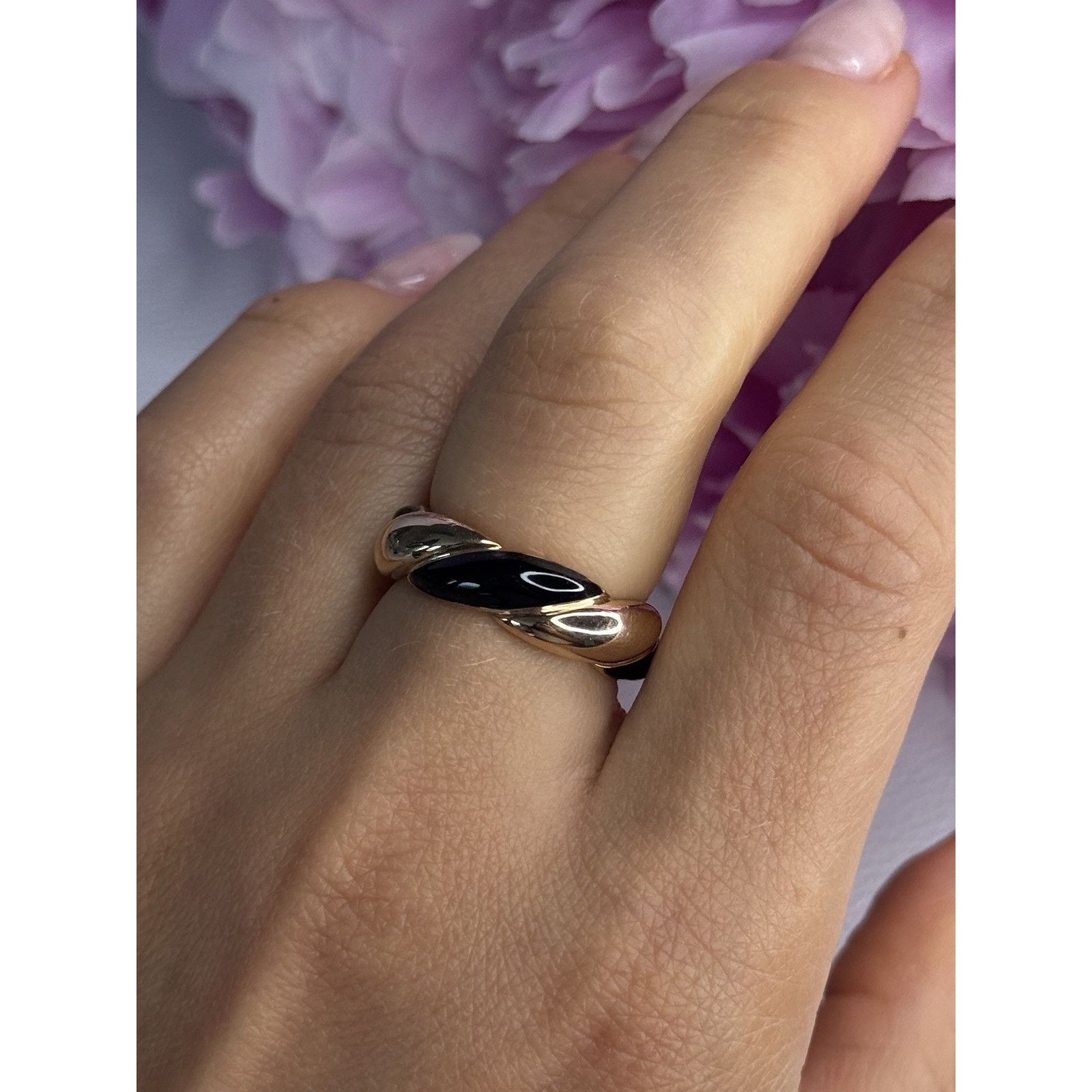 Jewelry 925 Sterling Silver Gold Plated Onyx Ring Size 8, Women's