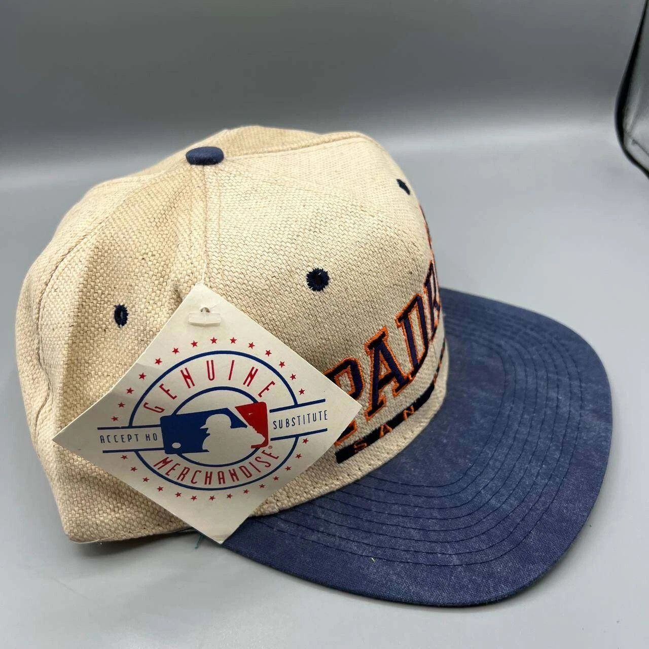 Signatures × Vintage San Diego Padres Hat Men Beige Blue Signatures Snap Back Size ONE SIZE - 3 Thumbnail