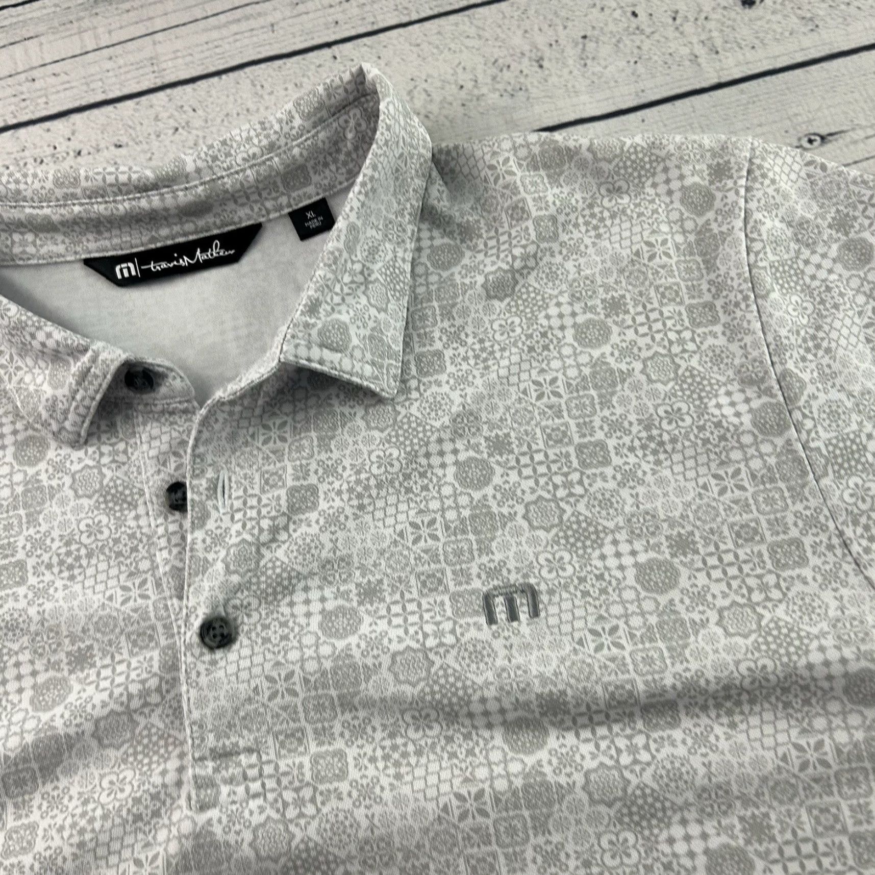 TravisMathew Travis Mathew Moroccan Print Short Sleeve Golf Polo Shirt Men's XL Gray Size US XL / EU 56 / 4 - 3 Thumbnail