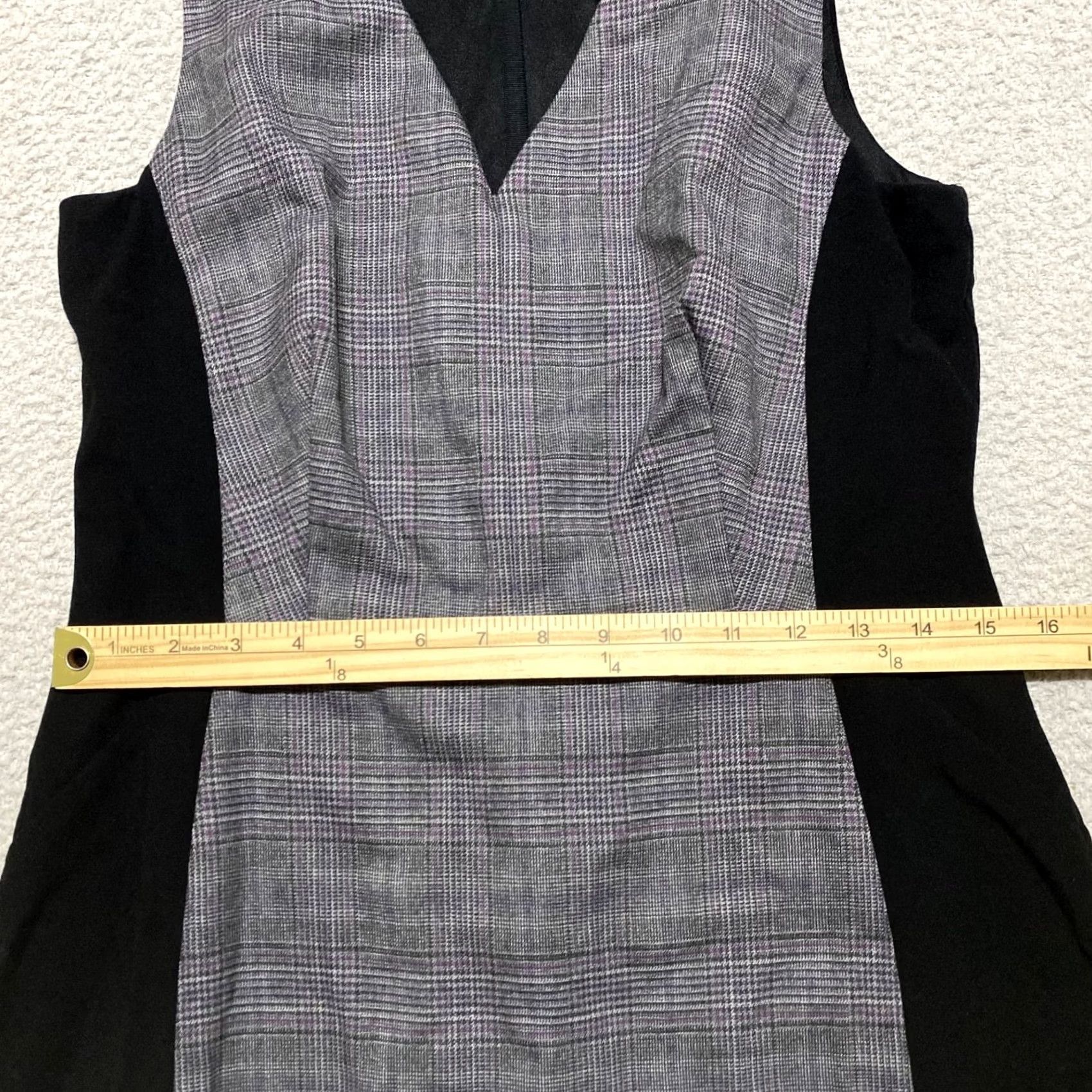 White House Black Market White House Black Market Womens Dress Gray Plaid Sheath V-Neck Sleeveless Size 10 Size L / US 10 / IT 46 - 7 Thumbnail