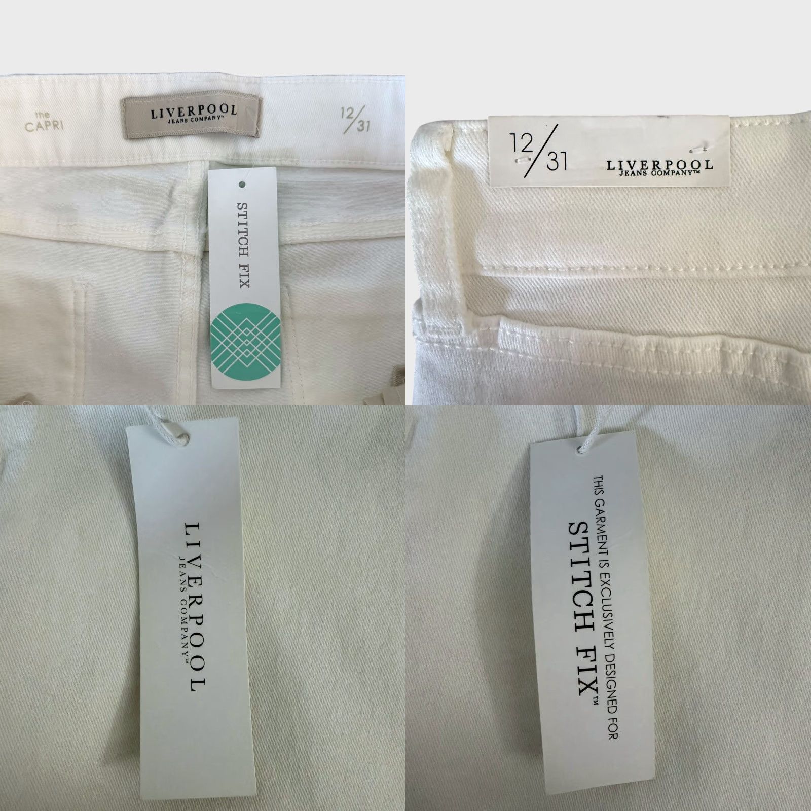 Vintage Liverpool Los Angeles Robby Capri Denim Skinny Jeans White Women's 12 Casual NEW Size 34" / US 12 / IT 48 - 8 Thumbnail