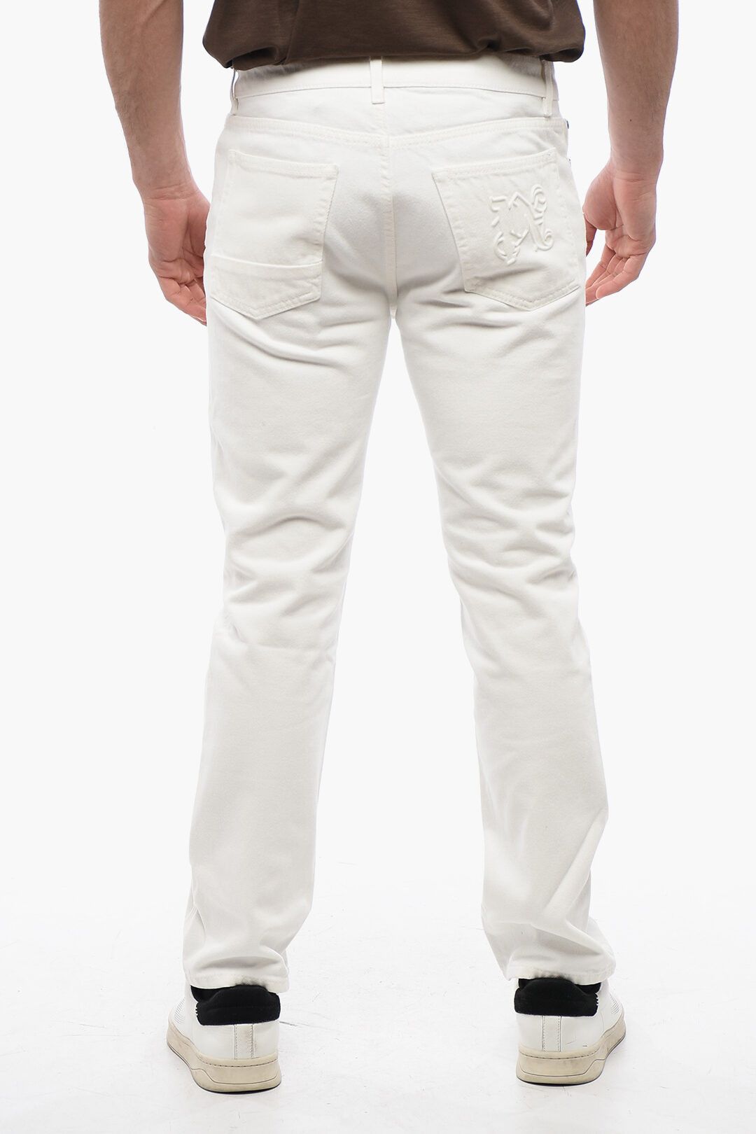 Palm Angels og1mm0825 5-Pocketed Slim Fit Denim in White Size US 29 - 2 Thumbnail