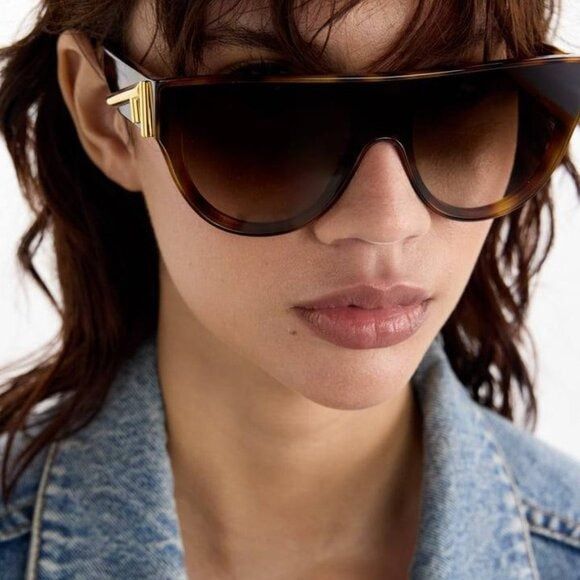 Fendi Fendi FE40150I 95P Sunglasses Shiny Green Shield Frame Size ONE SIZE - 3 Thumbnail