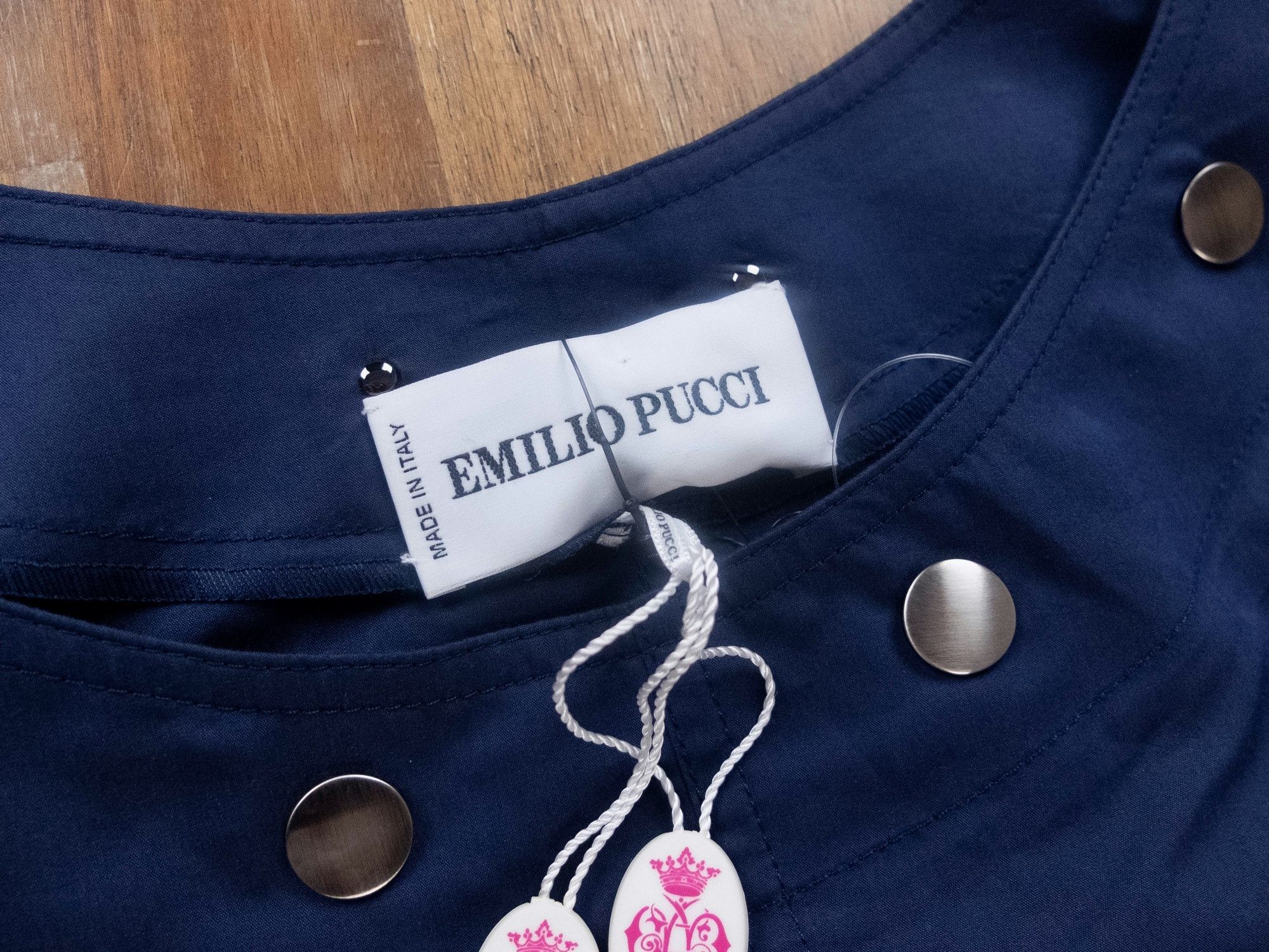 Emilio Pucci EMILIO PUCCI navy cotton silk sheath dress 8 (belt missing) Size M / US 6-8 / IT 42-44 - 7 Thumbnail