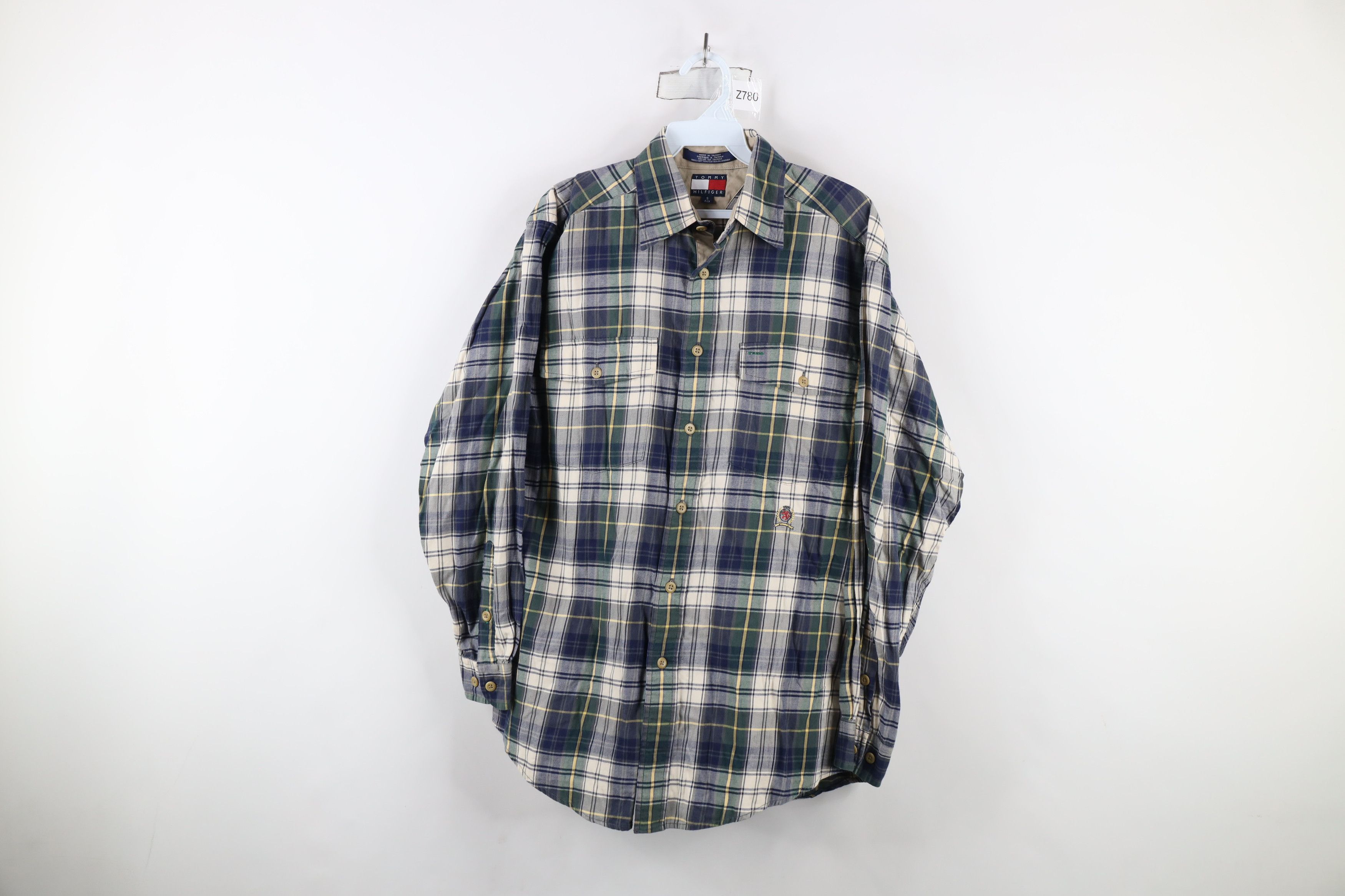 Tommy Hilfiger × Vintage Vintage 90s Tommy Hilfiger Collared Button Shirt Plaid Size US S / EU 44-46 / 1 - 1 Thumbnail