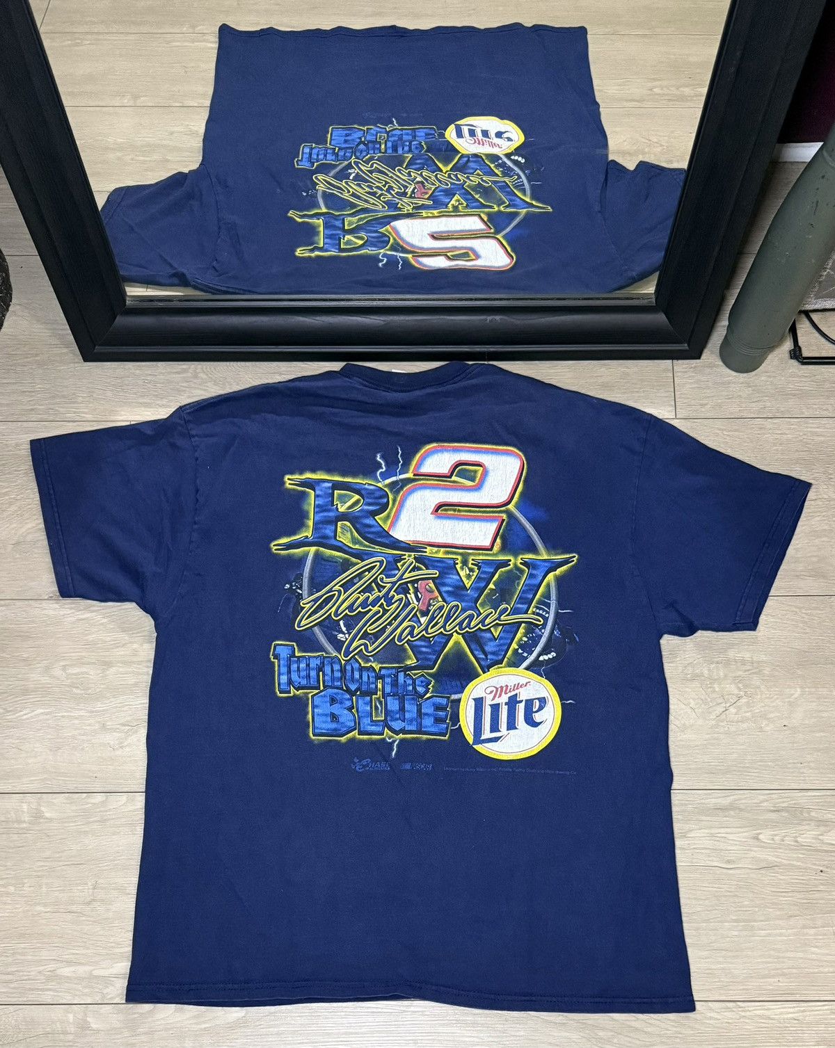 NASCAR Vintage 2000s Rusty Wallace #2 Nascar Blue Thunder Racing Size US L / EU 52-54 / 3 - 2 Thumbnail