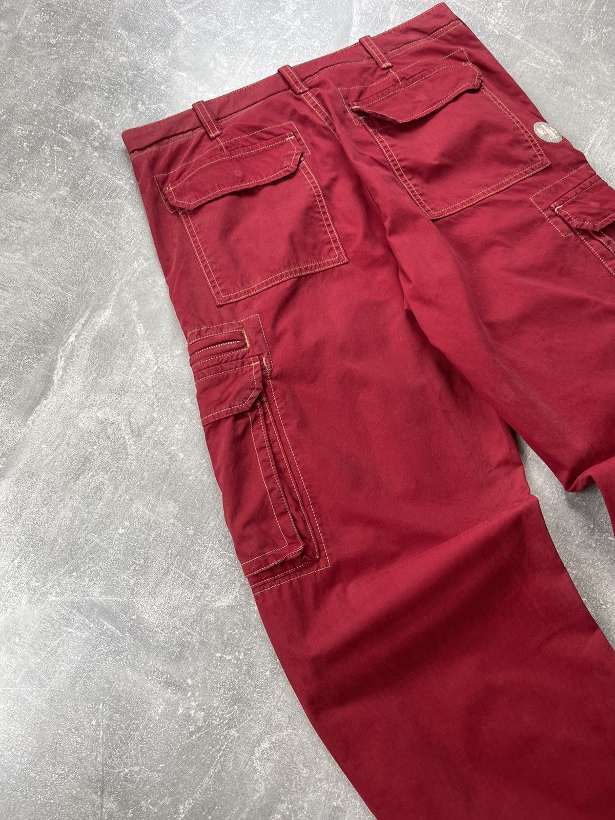Other Red Y2K Utility Trousers Zip Hem Pockets Vintage Cargo Pants Size US 34 / EU 50 - 4 Thumbnail