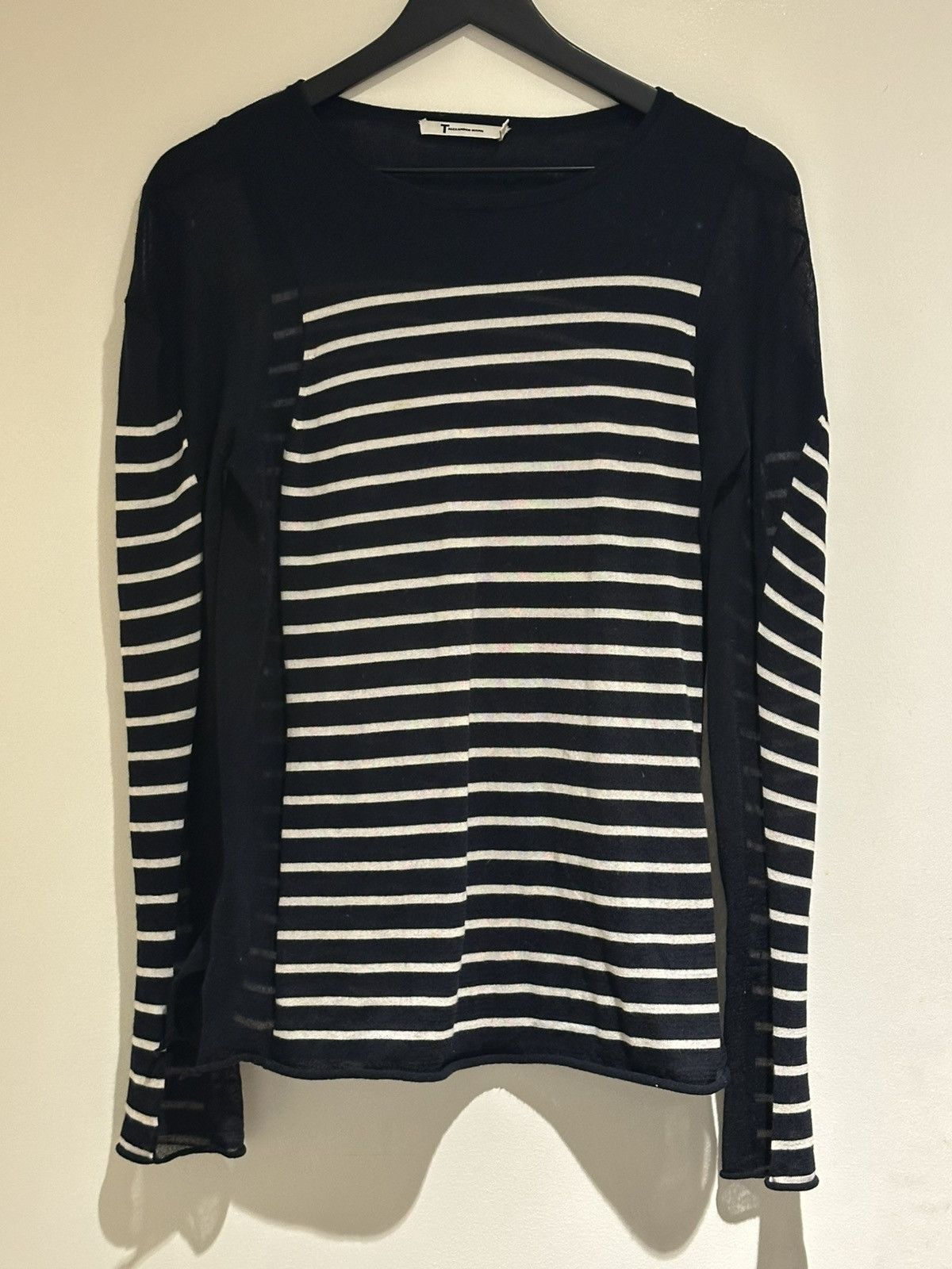 Alexander Wang T Alexander Wang Side Sheer Striped Long Sleeve T-Shirt Size S / US 4 / IT 40 - 1 Thumbnail