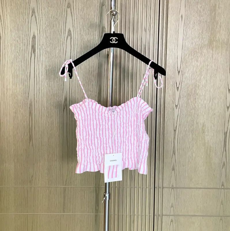 Chanel Chanel Pink Striped Sleeveless Summer Top 0089 Size S / US 4 / IT 40 - 1 Thumbnail