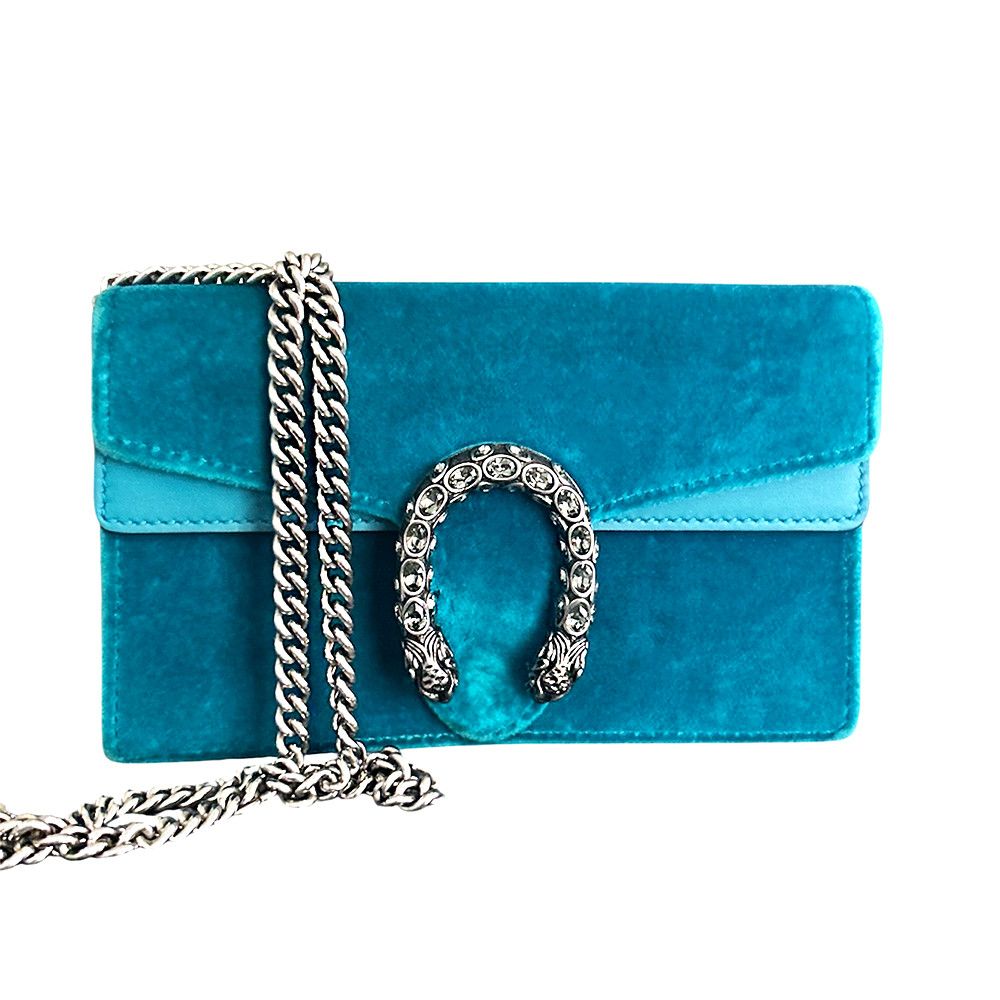 Gucci GUCCI Velvet Super Mini Dionysus Shoulder Bag Peacock Blue Size ONE SIZE - 1 Thumbnail