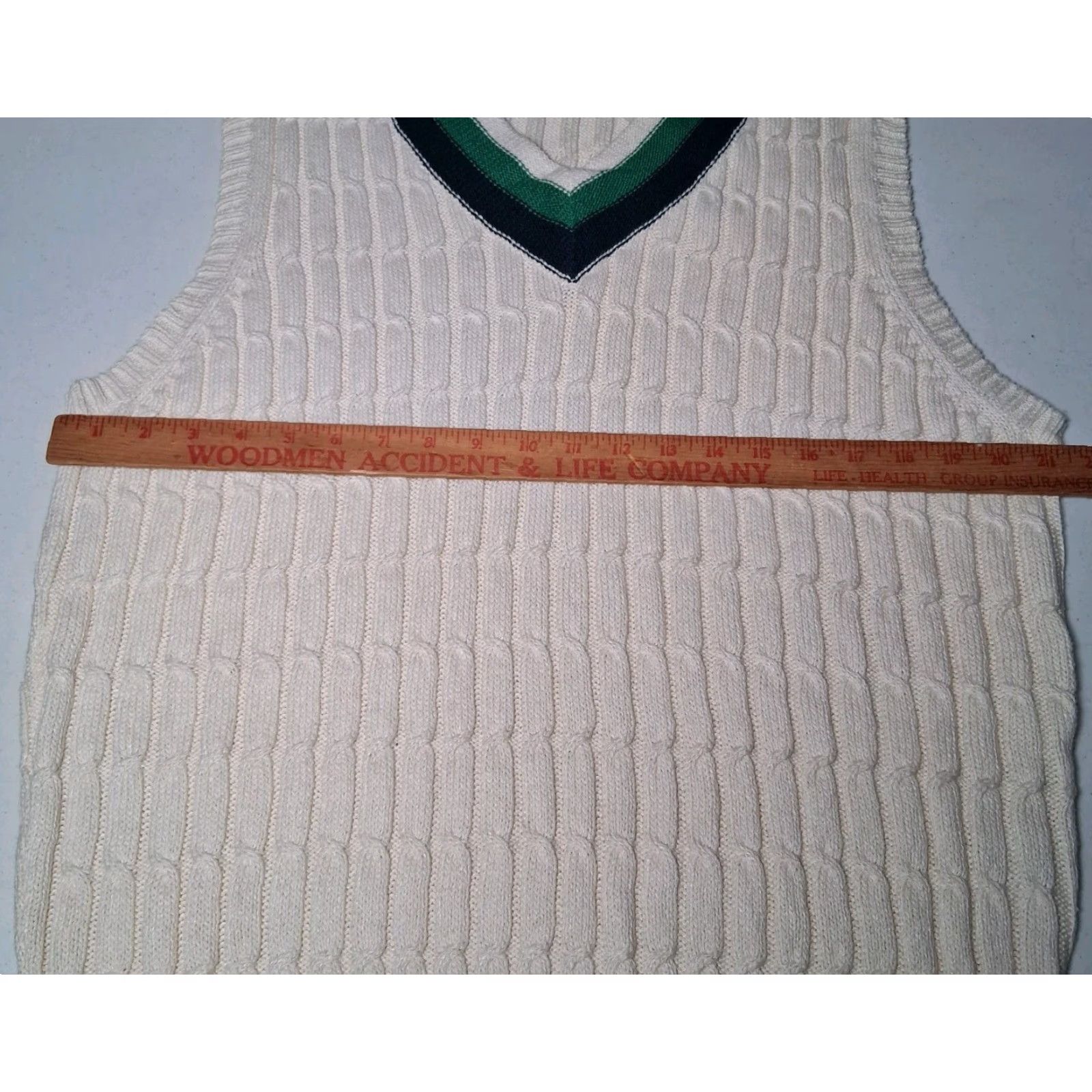 Lands' End Lands' End Sweater Vest Men L V-Neck Cable Knit Ivory Academia Preppy Linen Blend Vest, Nautical, OLD MONEY, Regular Fit, Cotton/Linen, Ivory, Mens Size US L / EU 52-54 / 3 - 7 Thumbnail