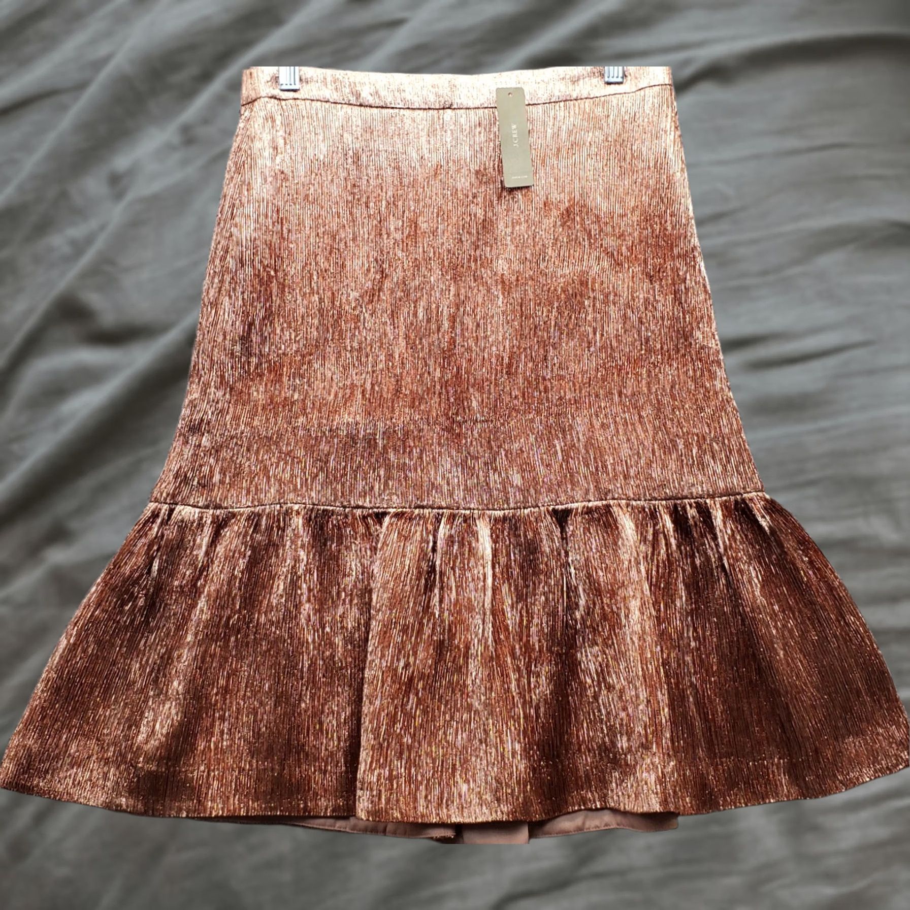 J.Crew J.CREW Fit & Flare Skirt Womens 8 Multi Copper Metallic Stretch Pleated Back Zip Size 30" / US 8 / IT 44 - 1 Thumbnail