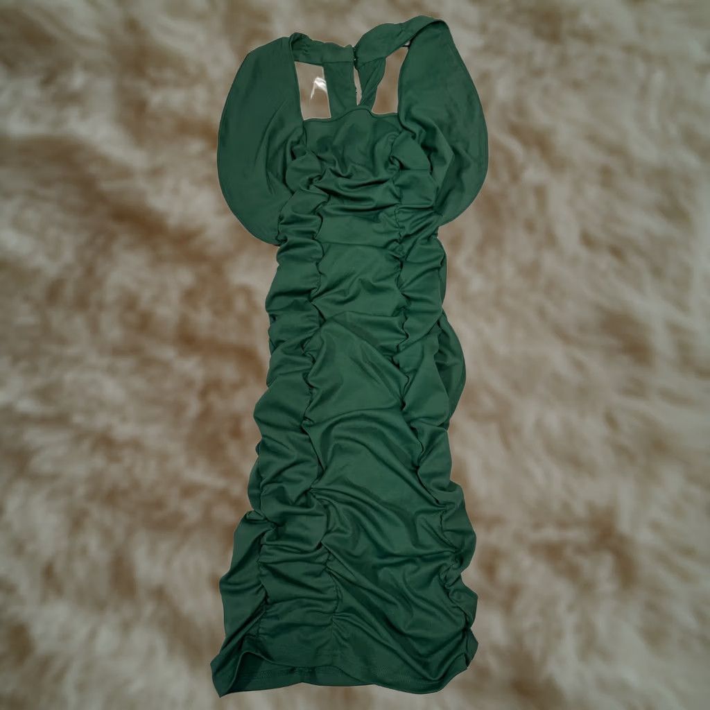 Vintage Grace Karin Green Ruched Dress Mini Cocktail Sleeveless Stretch Womens Sz S NWT Size S / US 4 / IT 40 - 1 Thumbnail