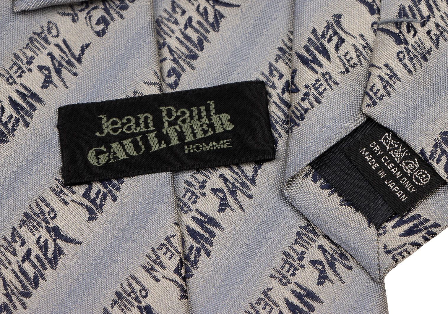 Jean Paul Gaultier Chain-Decorated Jacquard Tie in Gray and Navy Size ONE SIZE - 8 Thumbnail