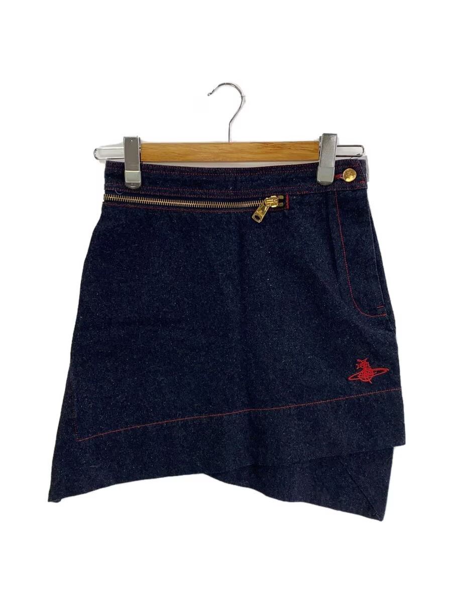 Vivienne Westwood Zip Embroidered Orb Asymmetrical Denim Skirt Size 26" / US 2 / IT 38 - 1 Thumbnail