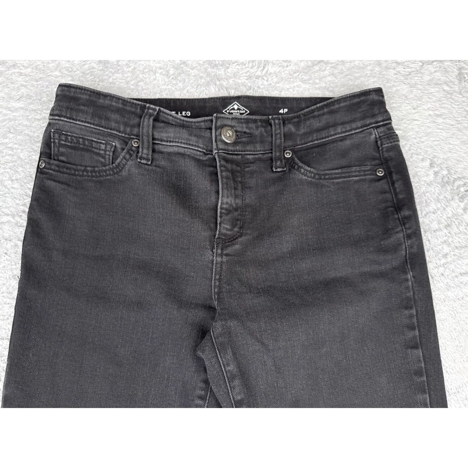 Vintage St. John's Bay Jeans Womens 4P Black Denim Straight Leg Petite Casual 5-Pocket Size 27" / US 4 / IT 40 - 4 Thumbnail