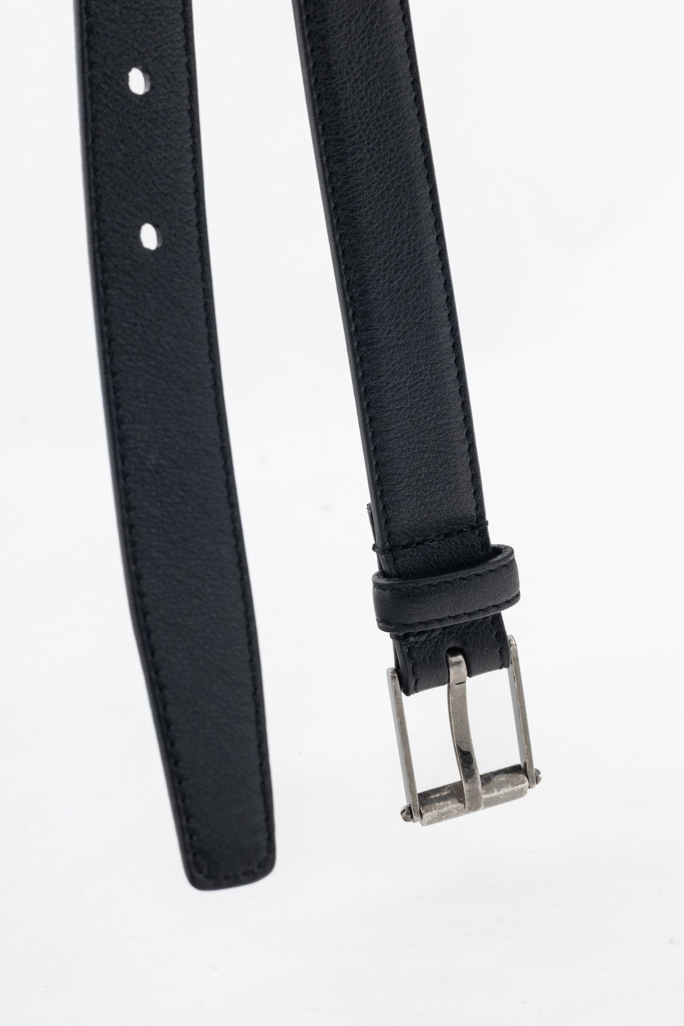 Saint Laurent Paris Saint Laurent Black Leather Skinny Belt Size ONE SIZE - 6 Thumbnail