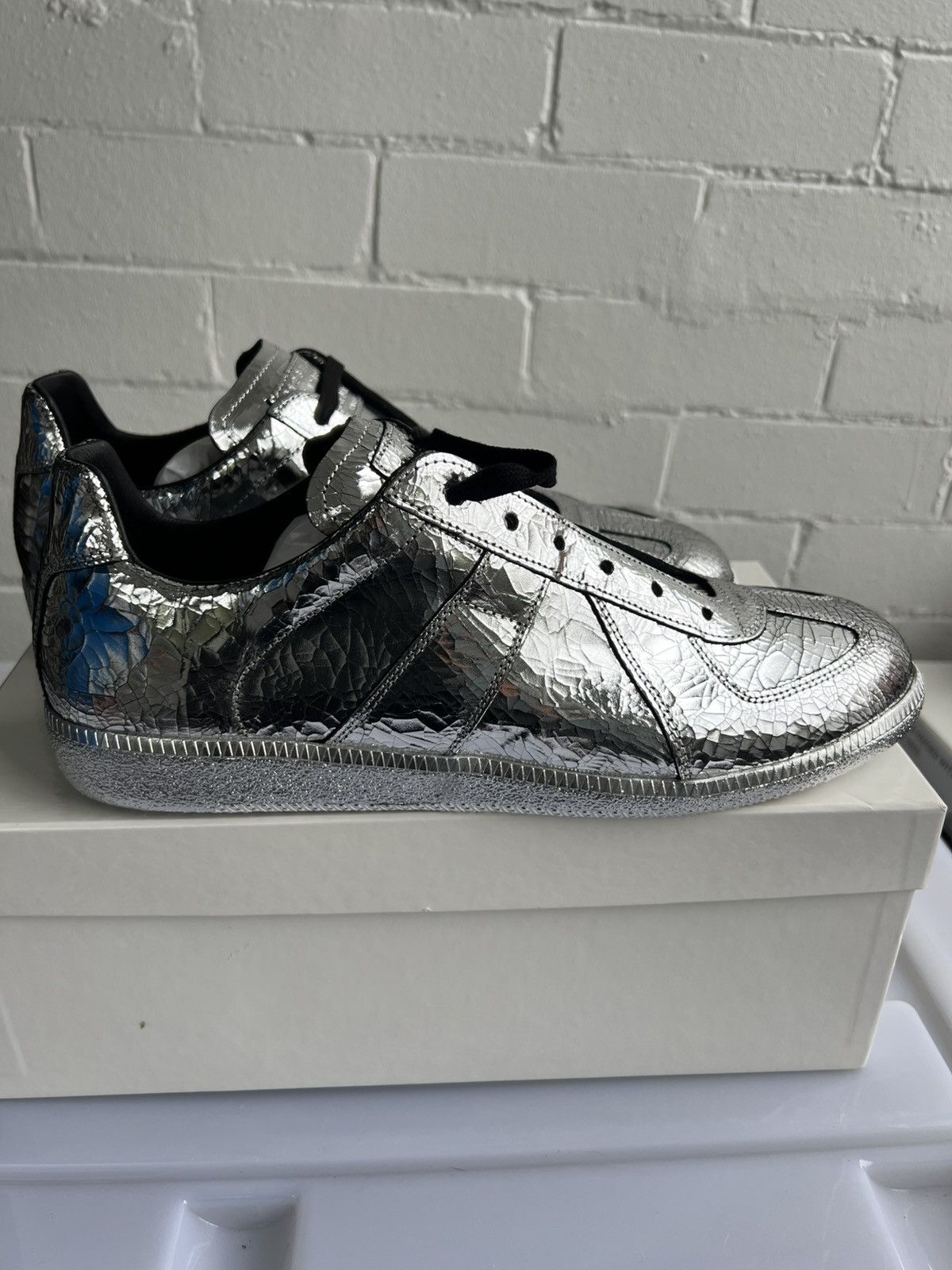 Maison Margiela Maidon margiela silver cracked replica sneaker Size US 12.5 / EU 45-46 - 2 Thumbnail