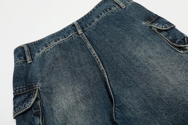 Vintage American Style Washed Distressed and Ripped Cargo Jeans Size US 32 / EU 48 - 4 Thumbnail