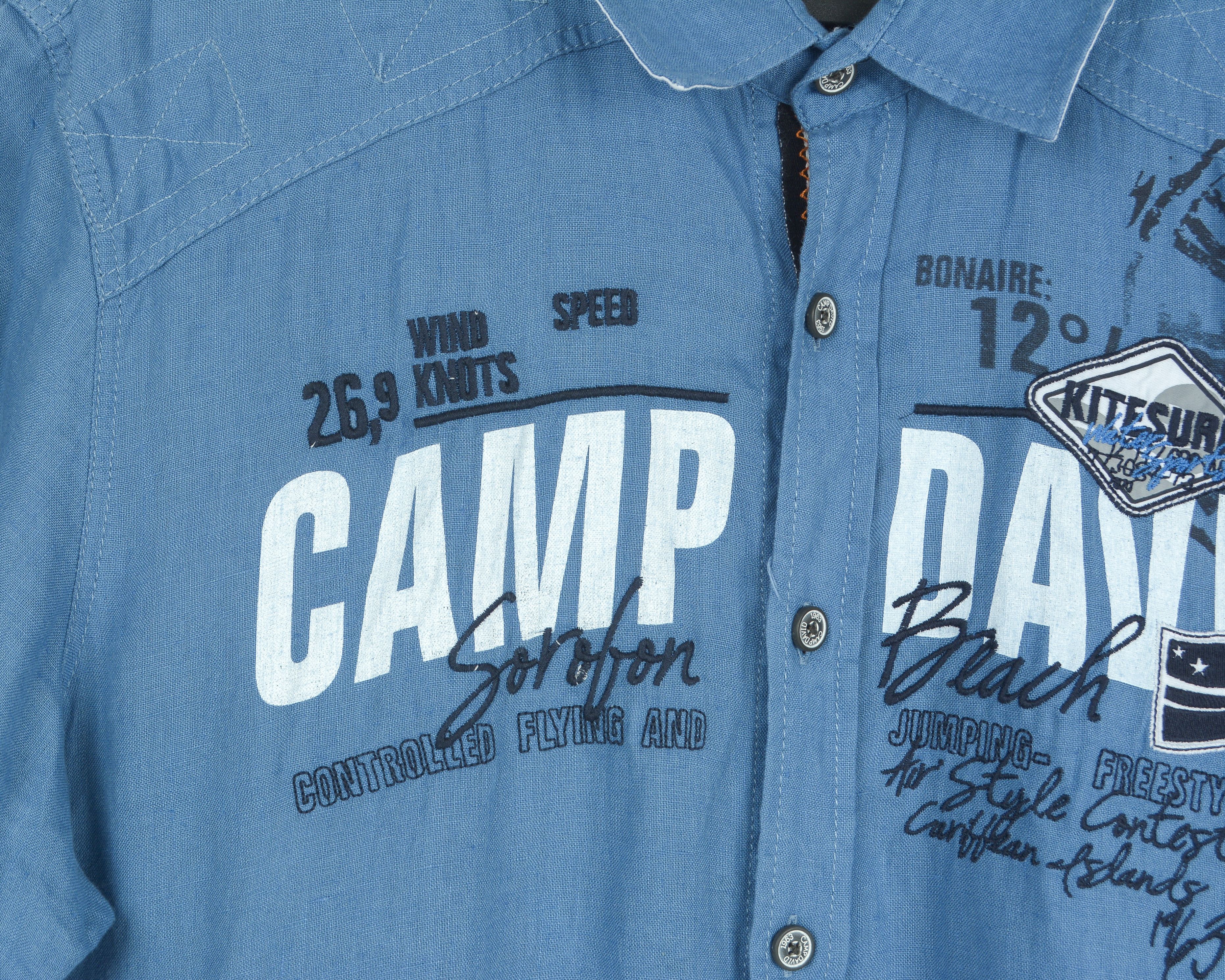 Camp David Linen Reg Fit M Shirt Short Sleeve Casual Embroidery Formal Size US M / EU 48-50 / 2 - 3 Thumbnail