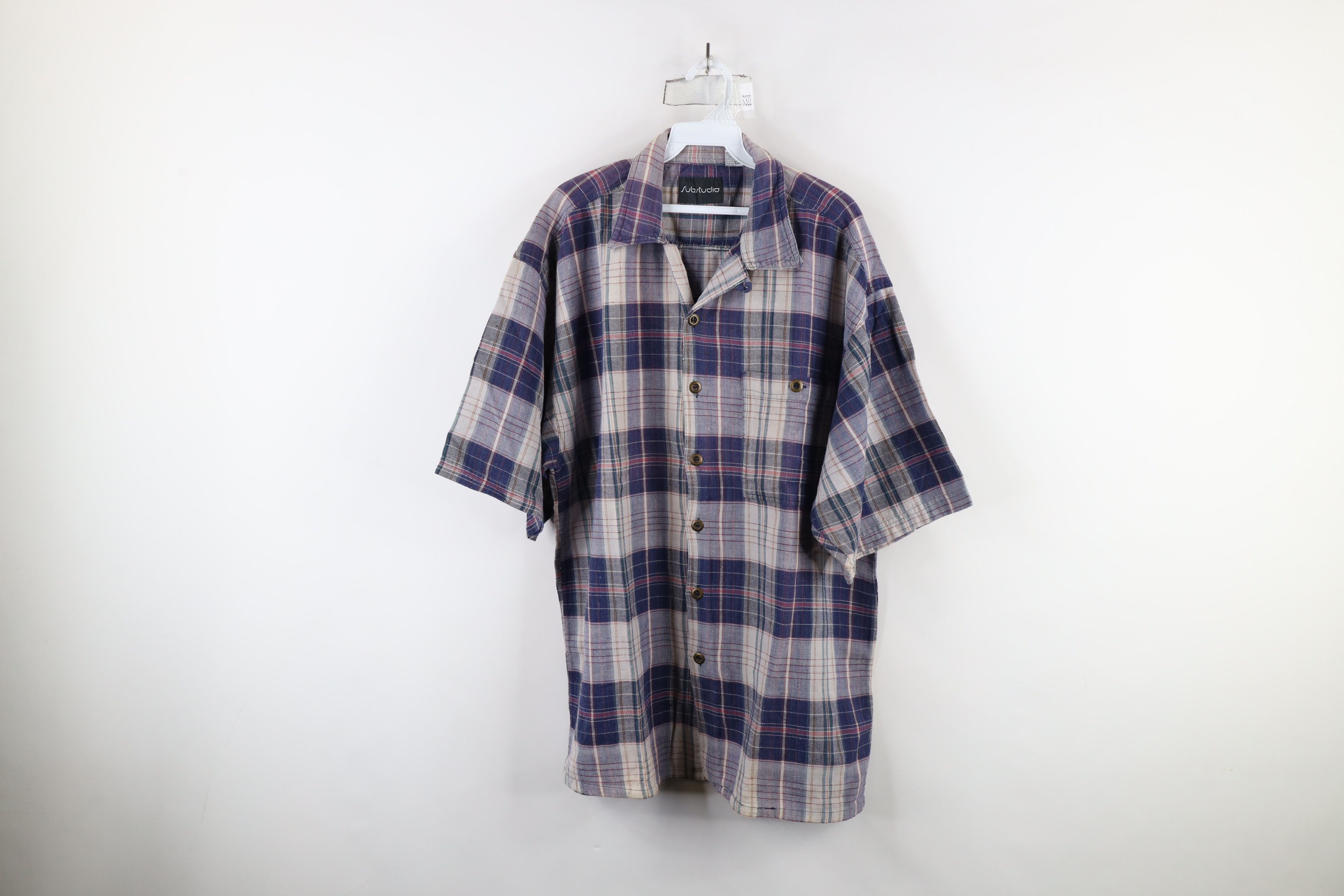 Vintage Vintage 90s Streetwear Collar Flannel Button Shirt Plaid Size US XL / EU 56 / 4 - 1 Thumbnail