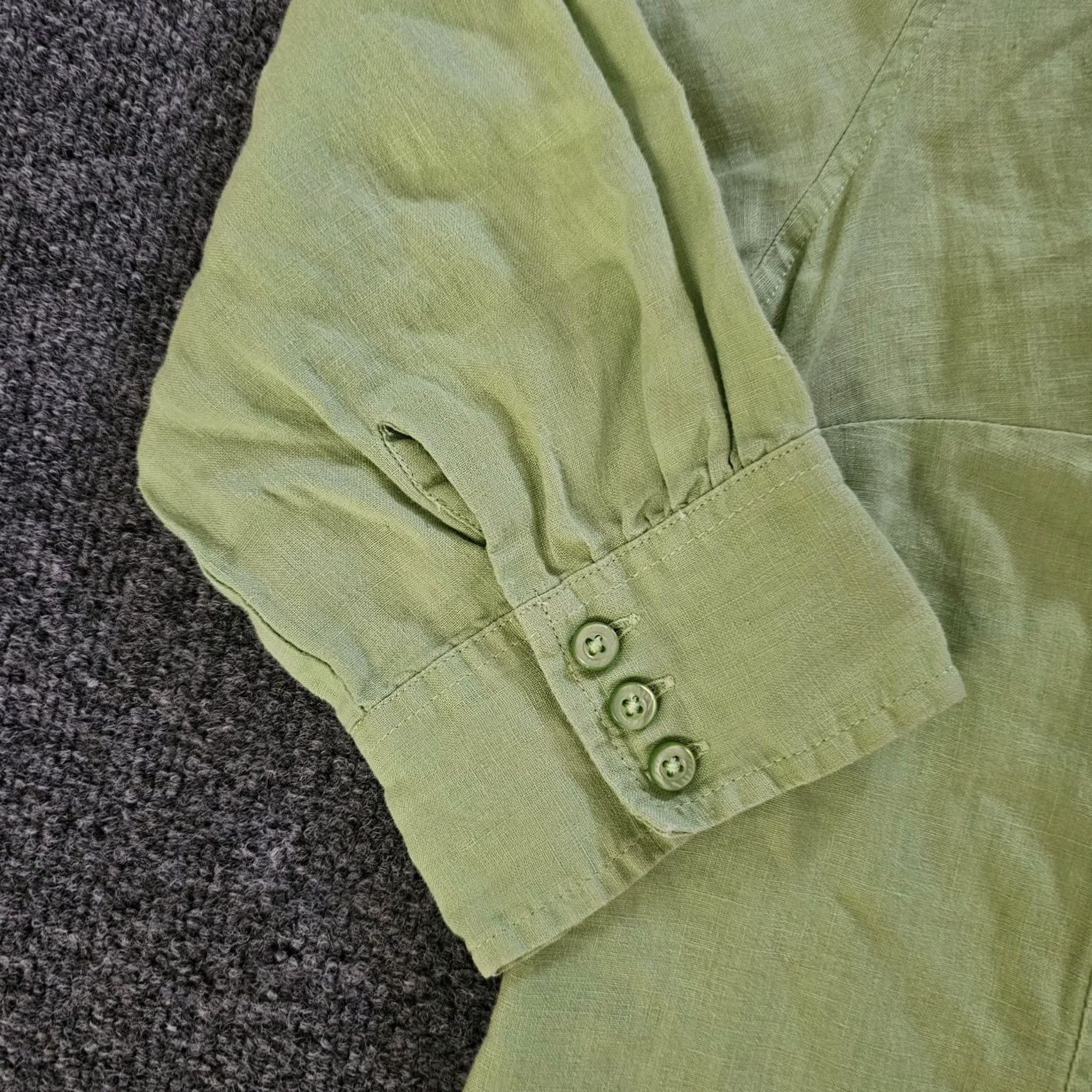Talbots Talbots Top Womens Medium Green Linen 3/4 Sleeve V-Neck Button Classic Career Shirt Blouse Mens Womens Boys Girls Size M / US 6-8 / IT 42-44 - 4 Thumbnail
