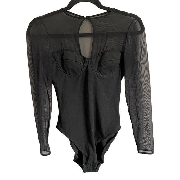 Vintage Vintage Black Sheer Long Sleeve Underwire Bodysuit - 32/XS Size XS / US 0-2 / IT 36-38 - 13 Thumbnail