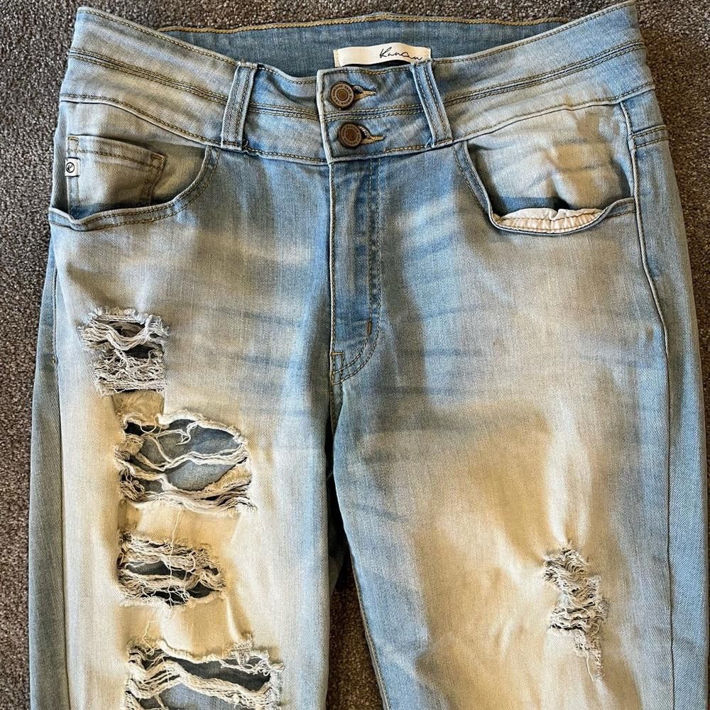 Designer Kancan light wash distressed jeans Size 29" - 2 Thumbnail