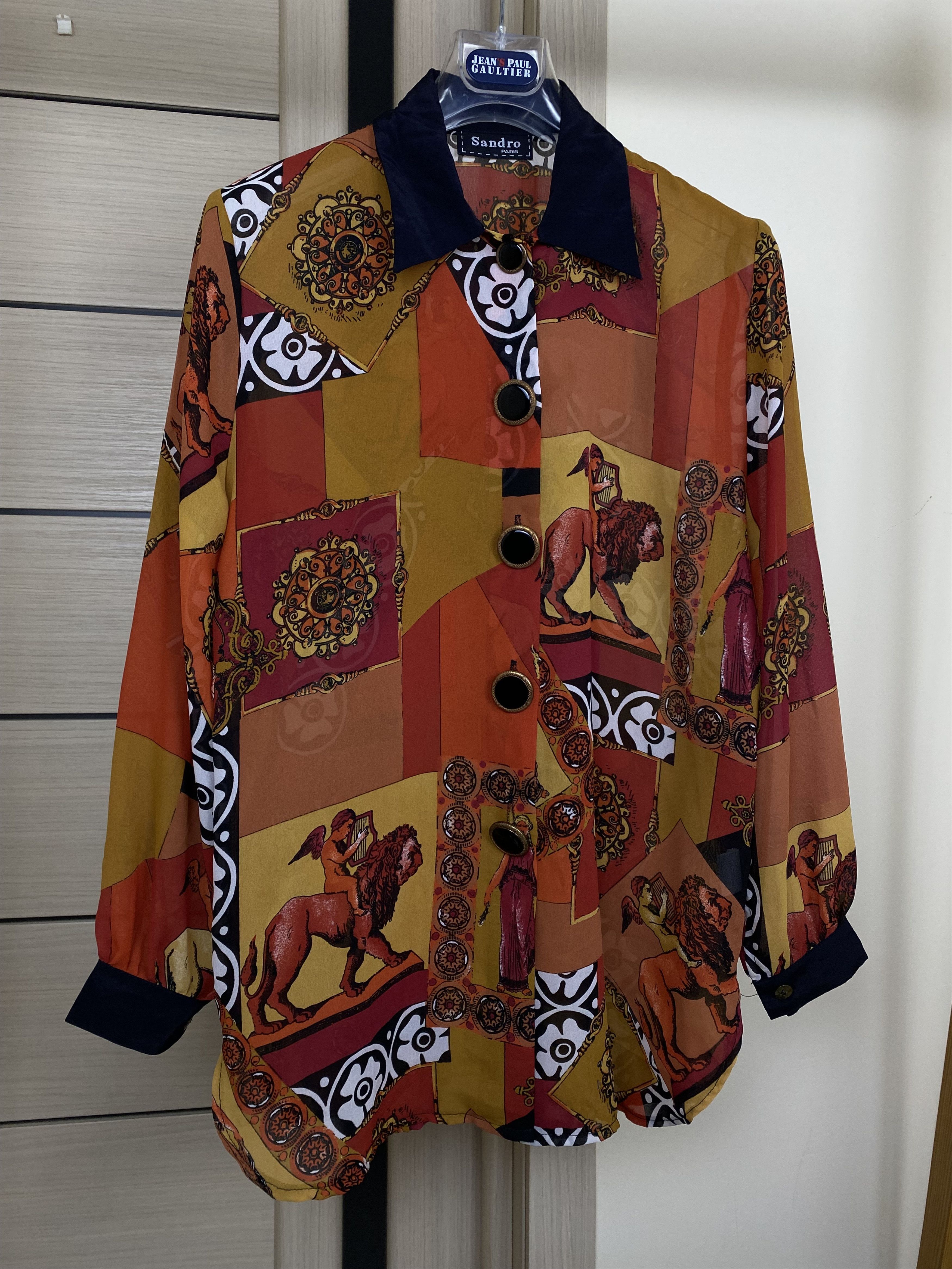 Sandro Vintage 70s 80s Sandro Paris barocco Button Up Shirt Size M / US 6-8 / IT 42-44 - 2 Thumbnail