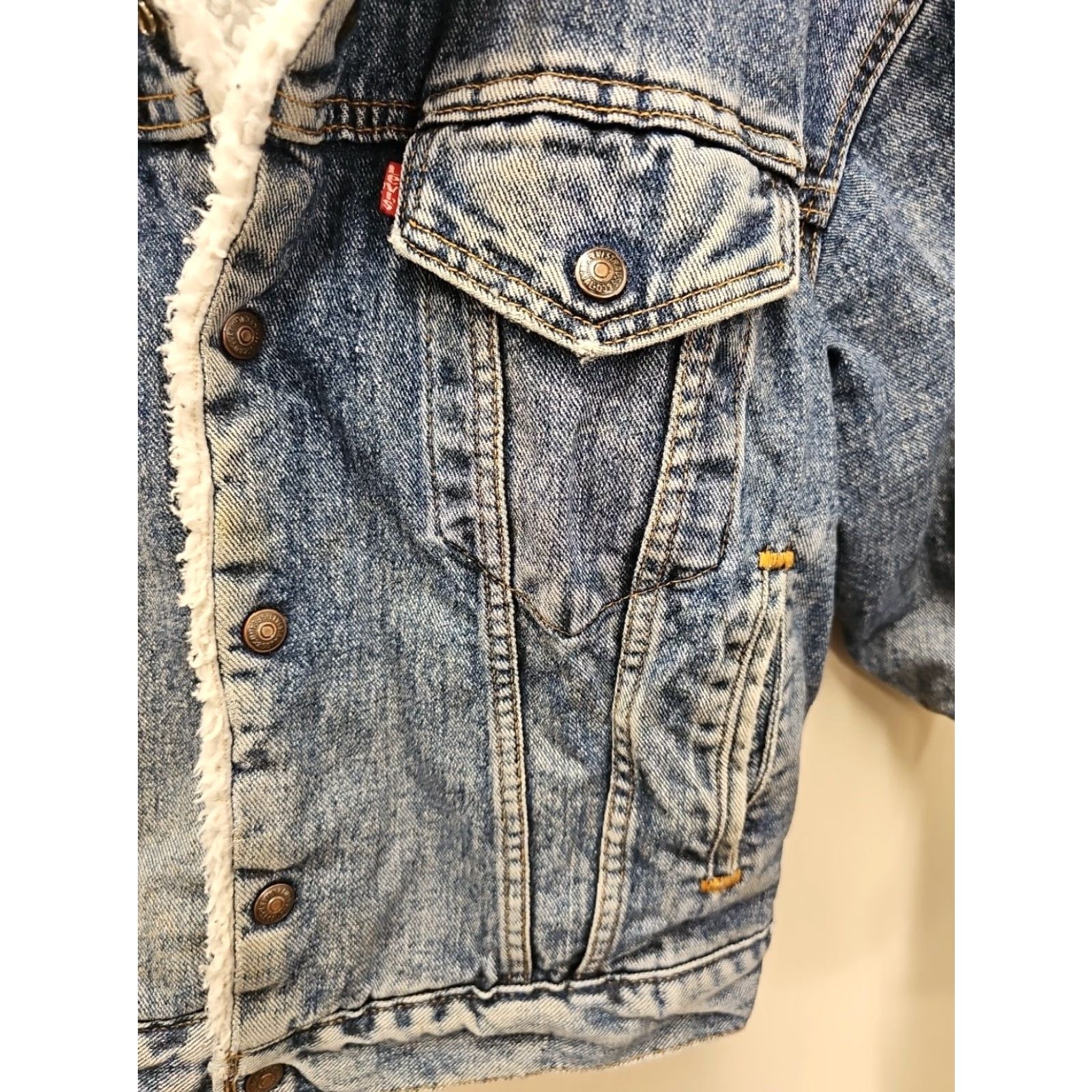 Levi's VINTAGE Levi's Denim Trucker Jacket Sherpa Lined Made In USA Sz Small Small Blue 80s 90s USA Mens Denim Jacket Trucker Size US S / EU 44-46 / 1 - 5 Thumbnail