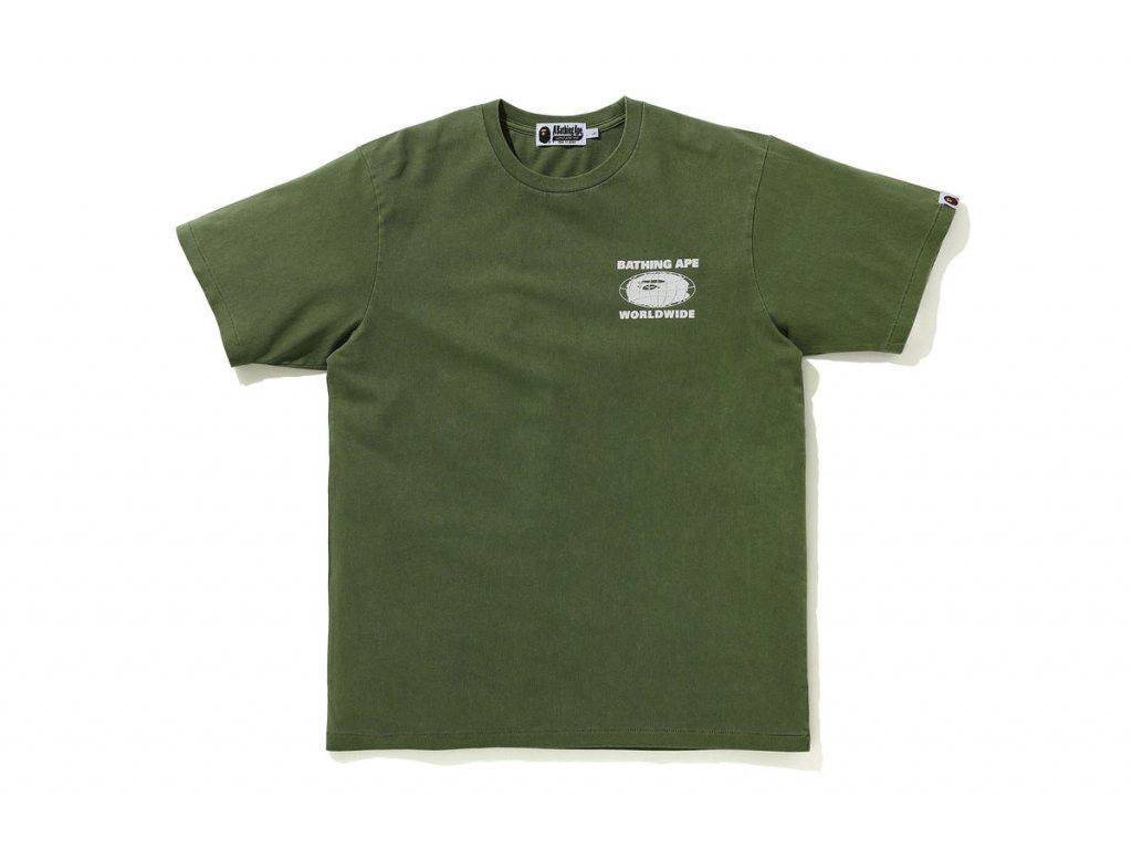 image of Bape Worldwide Overdye Tee in Green, Men's (Size 2XL)