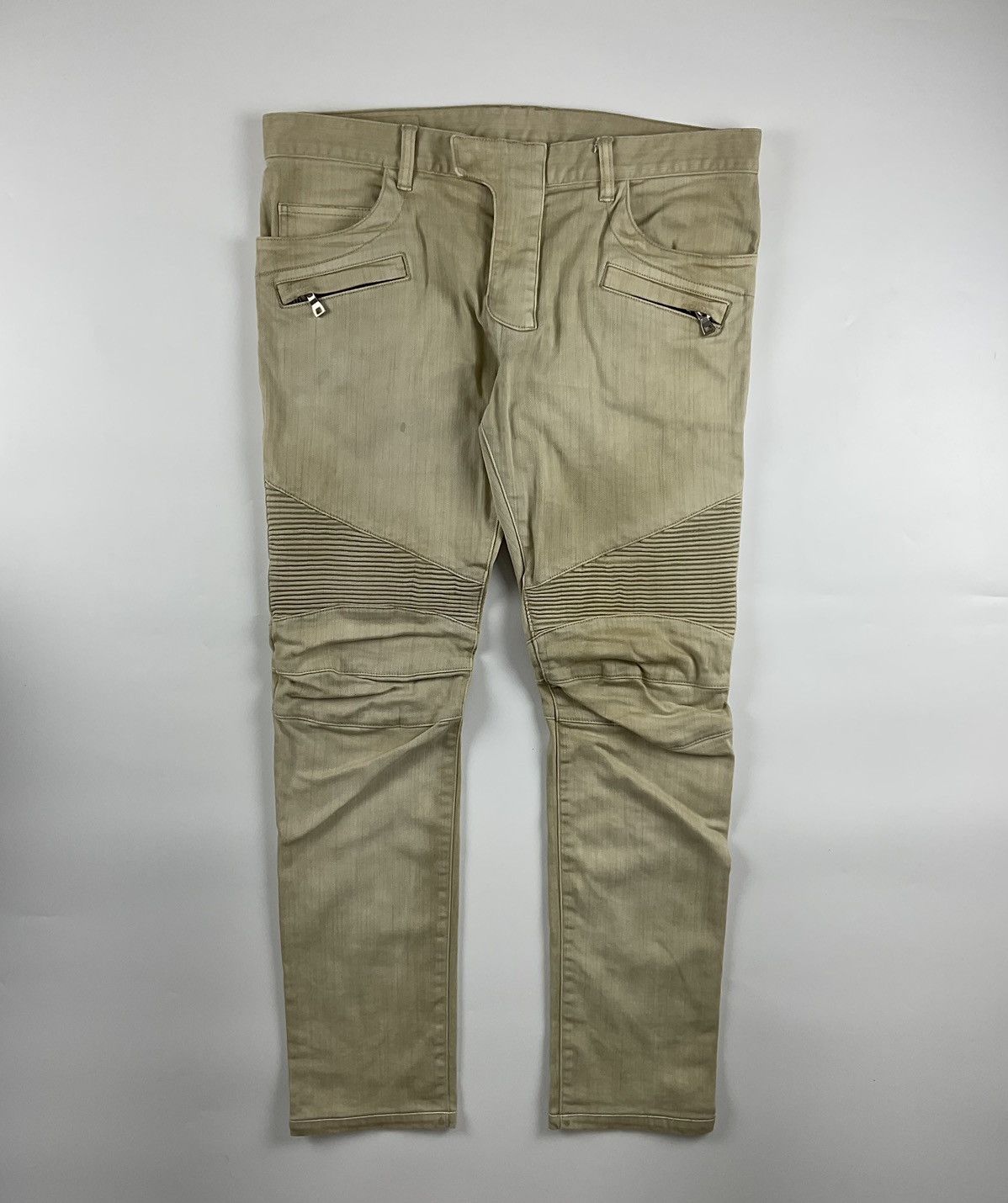 Image of Balmain Biker Jeans in Beige, Men's (Size 34)