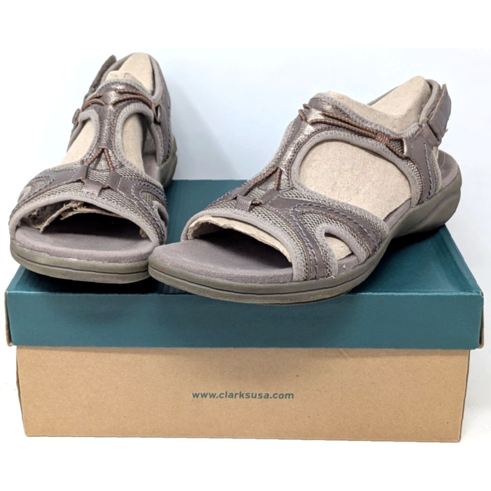 Clarks Clarks In Motion Jump Pewter Gray Slingback Walking Sandals Womens 8 1/2 M Sandal Adult Womens Pewter Gray 60439 Size US 9 / IT 39 - 2 Thumbnail