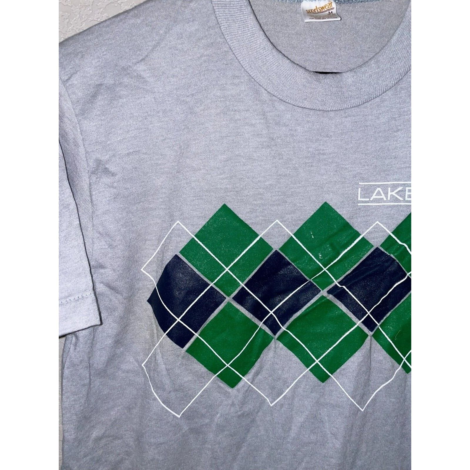 Vintage Vintage Lake Placid Shirt New York Gray Green Tee 80s Medium Size US M / EU 48-50 / 2 - 2 Thumbnail