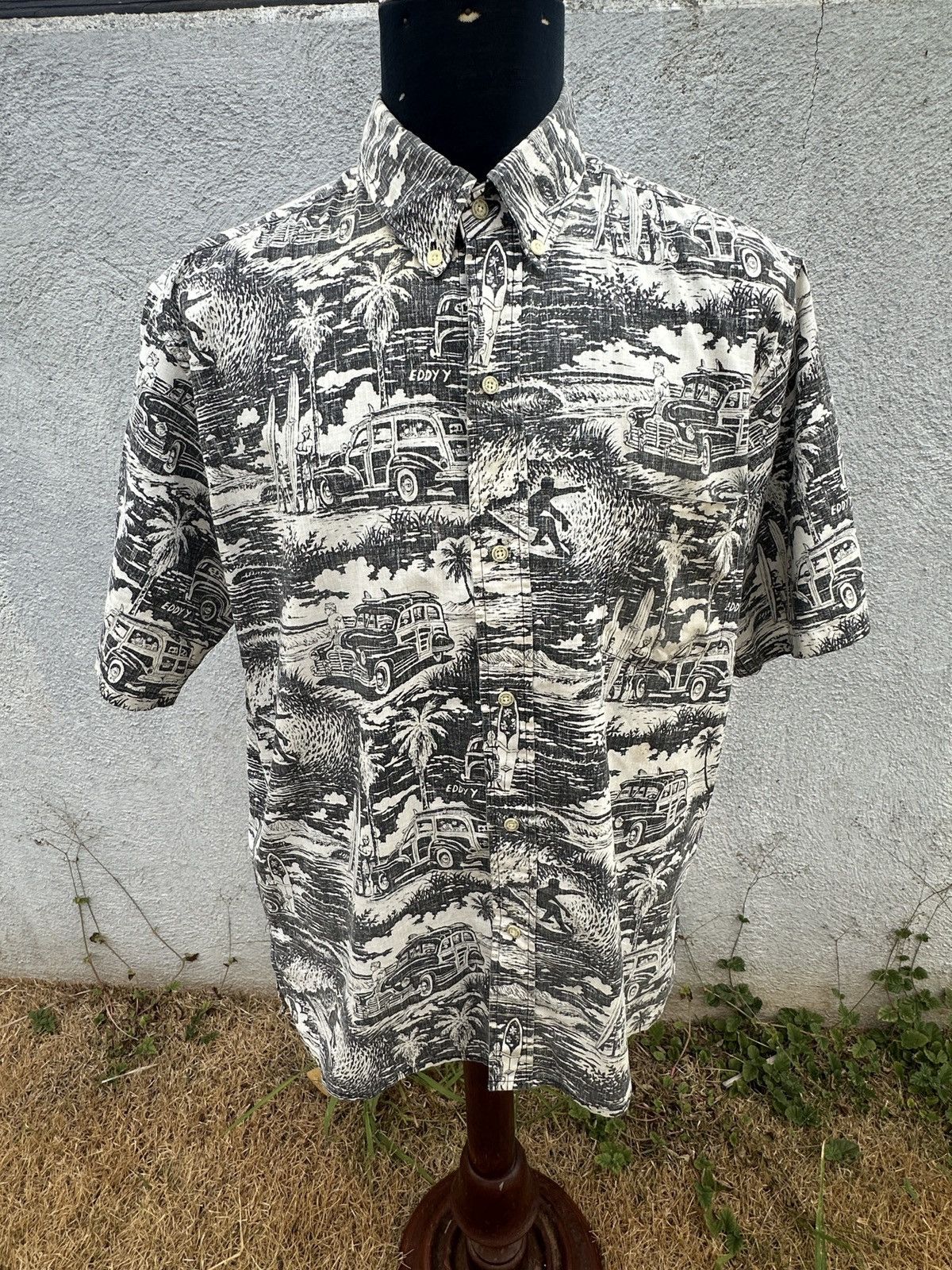 Reyn Spooner PreOwned Reyn Spooner Hawaiian Print Black/Beige Men's L Size US L / EU 52-54 / 3 - 1 Thumbnail