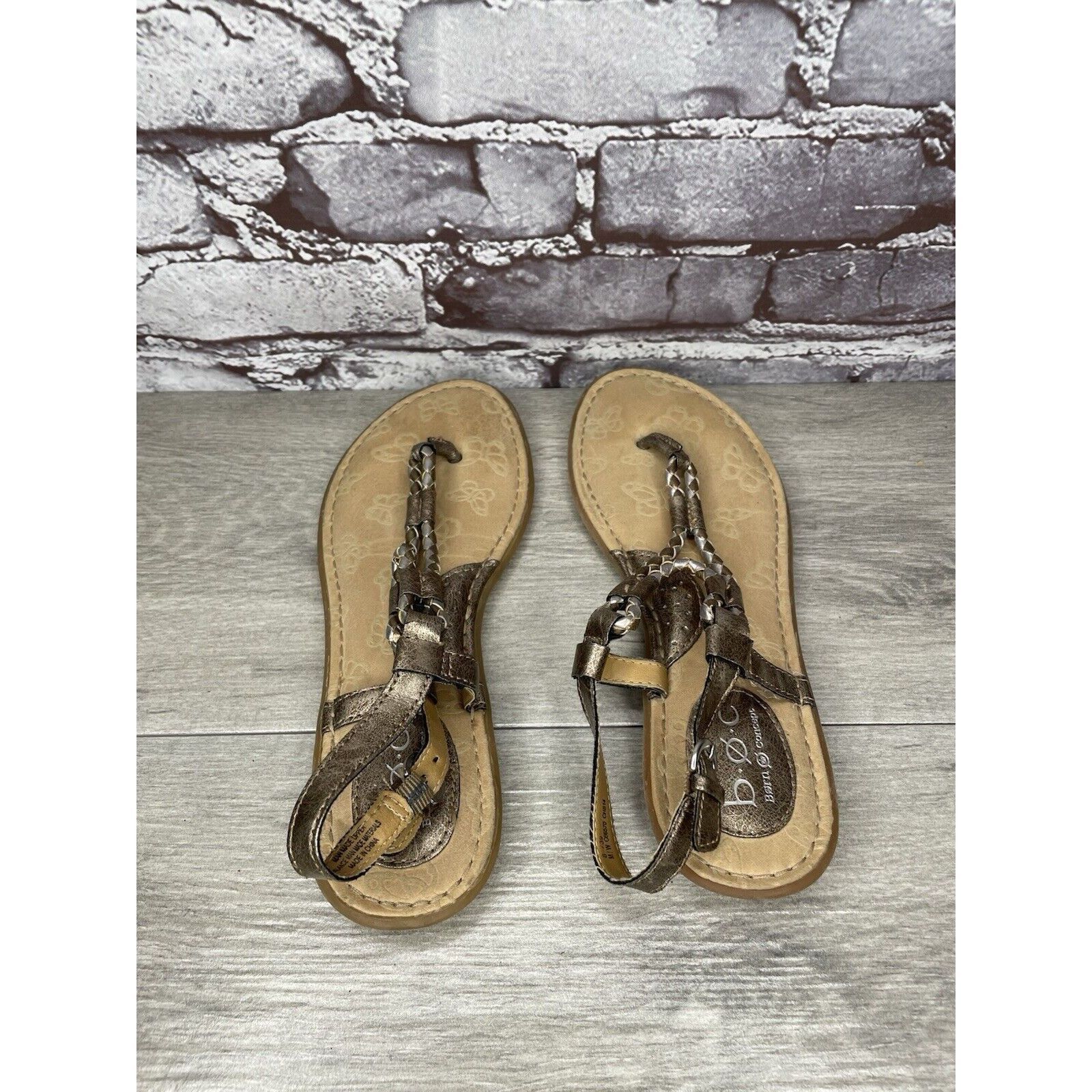 Born BOC Born Concept Bronze Metallic Leather Braided Thong Sanda Size US 8 / IT 38 - 17 Thumbnail