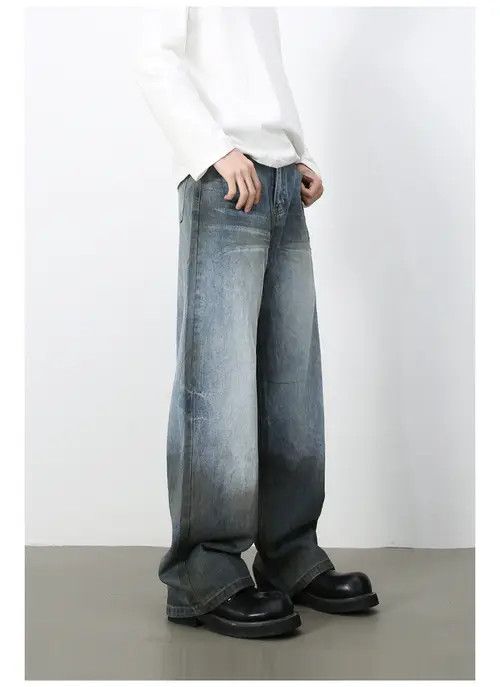 Jean American street retro straight-leg distressed wide-leg jeans Size US 32 / EU 48 - 3 Thumbnail