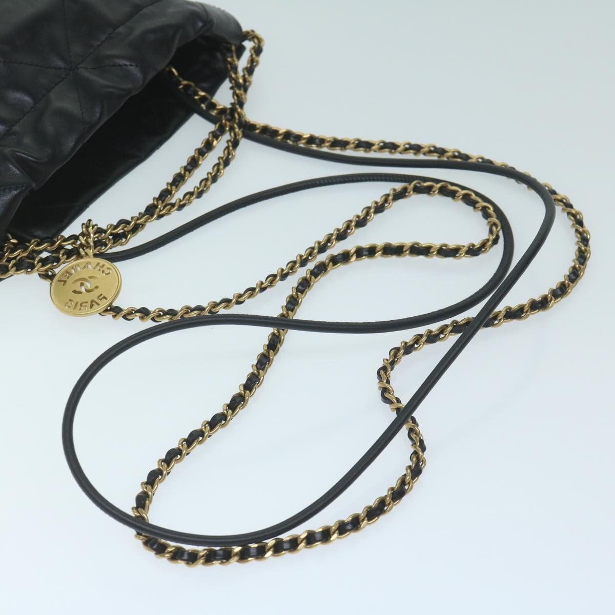 Chanel CHANEL CHANEL 22 Chain Hand Bag Leather Black As3980 CC Size ONE SIZE - 6 Thumbnail