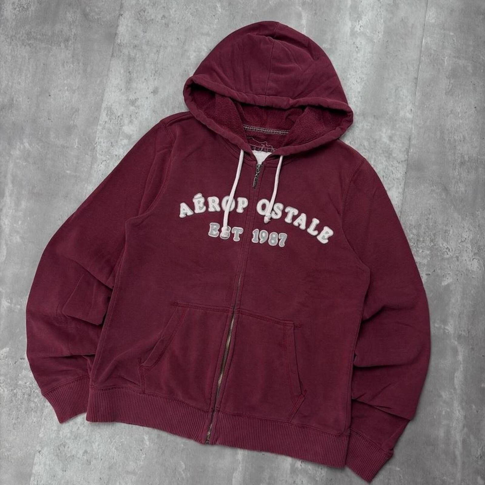 Aeropostale Y2K Burgundy Aeropostale Grunge Skater Zip Up Hoodie Size XL / US 12-14 / IT 48-50 - 2 Thumbnail
