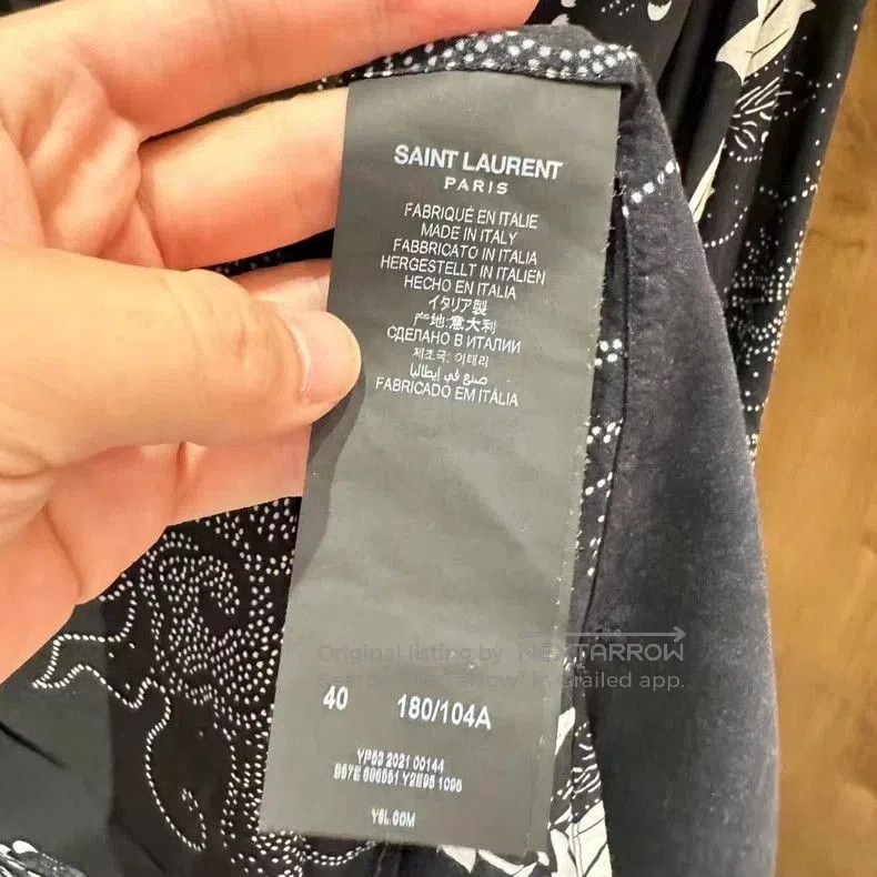 Saint Laurent Paris Saint Laurent Black Floral Silk Shirt. Size US XXS / EU 40 - 4 Thumbnail