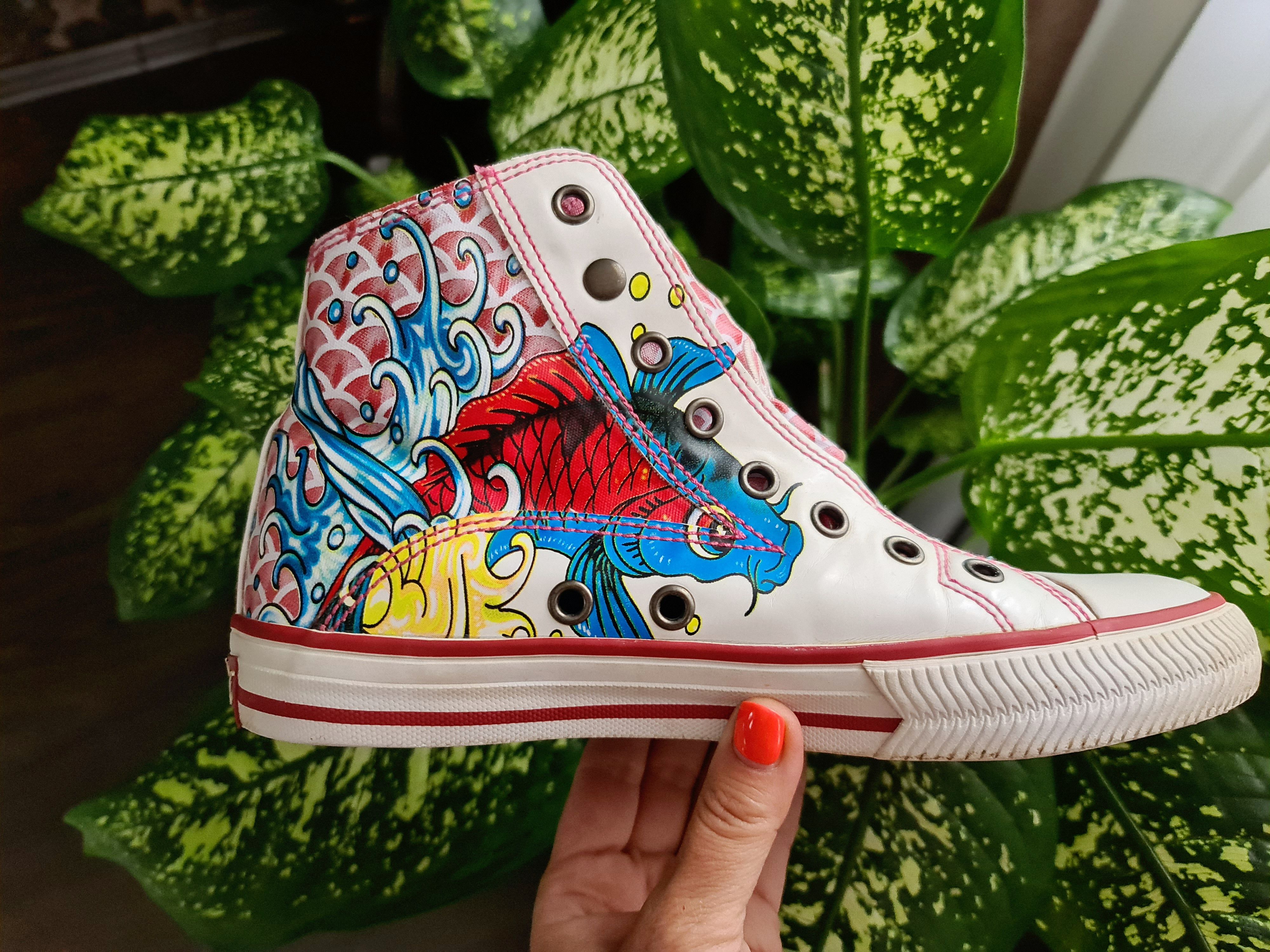 Ed Hardy DS rare vintage Ed hardy hi top sneakers girl sexy fish y2k Size US 7 / IT 37 - 2 Thumbnail