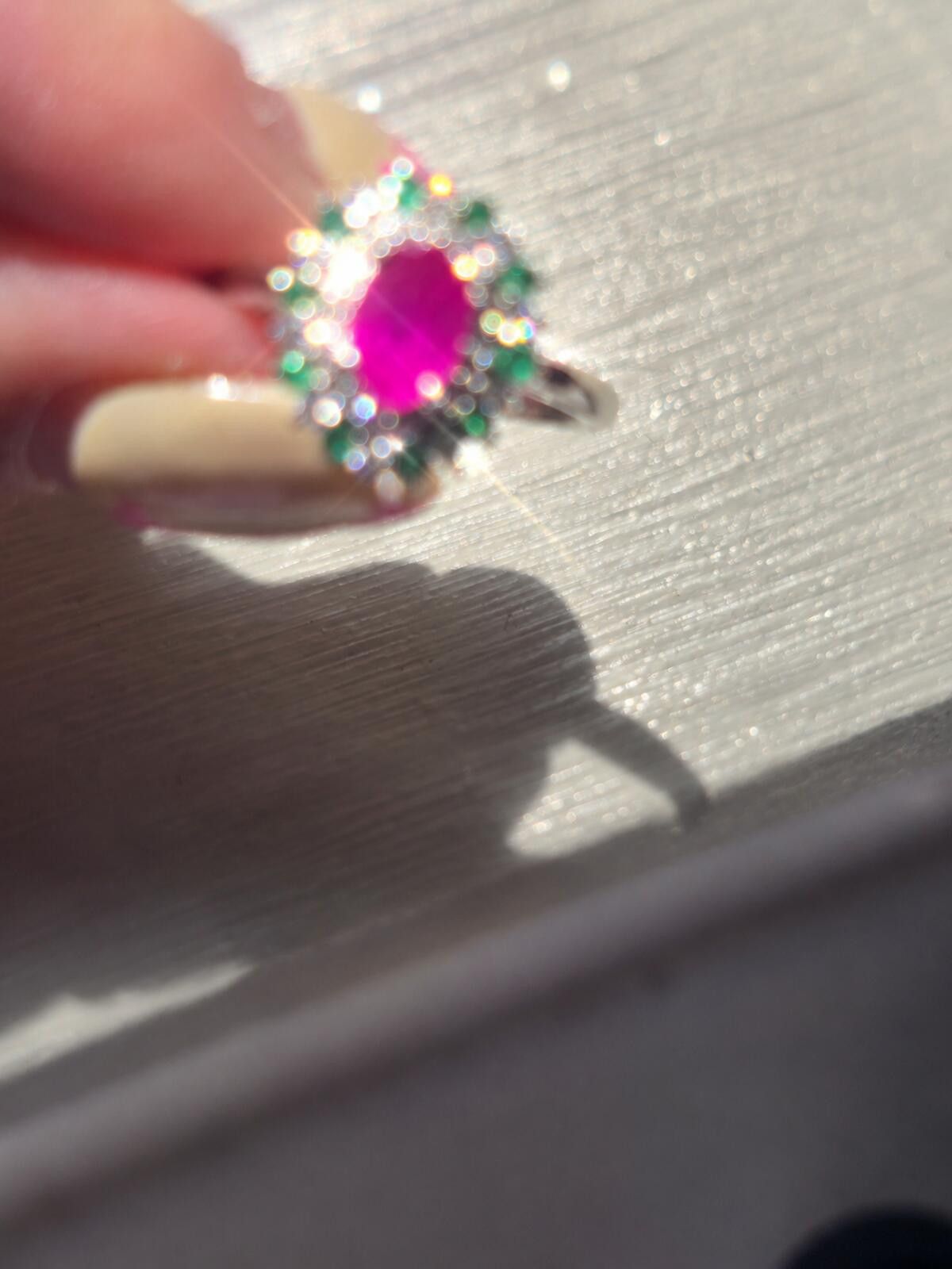 The Unbranded Brand Montepuez Ruby, Emerald & Moissanite Solitare Ring 1.85ct Size ONE SIZE - 3 Thumbnail