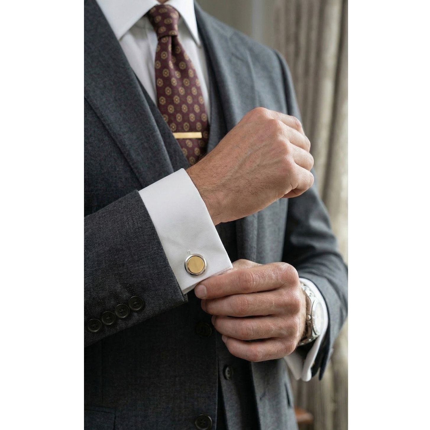 Dior Christian Dior Gold Tone Sterling Silver 925 Round Cufflinks Size ONE SIZE - 8 Thumbnail