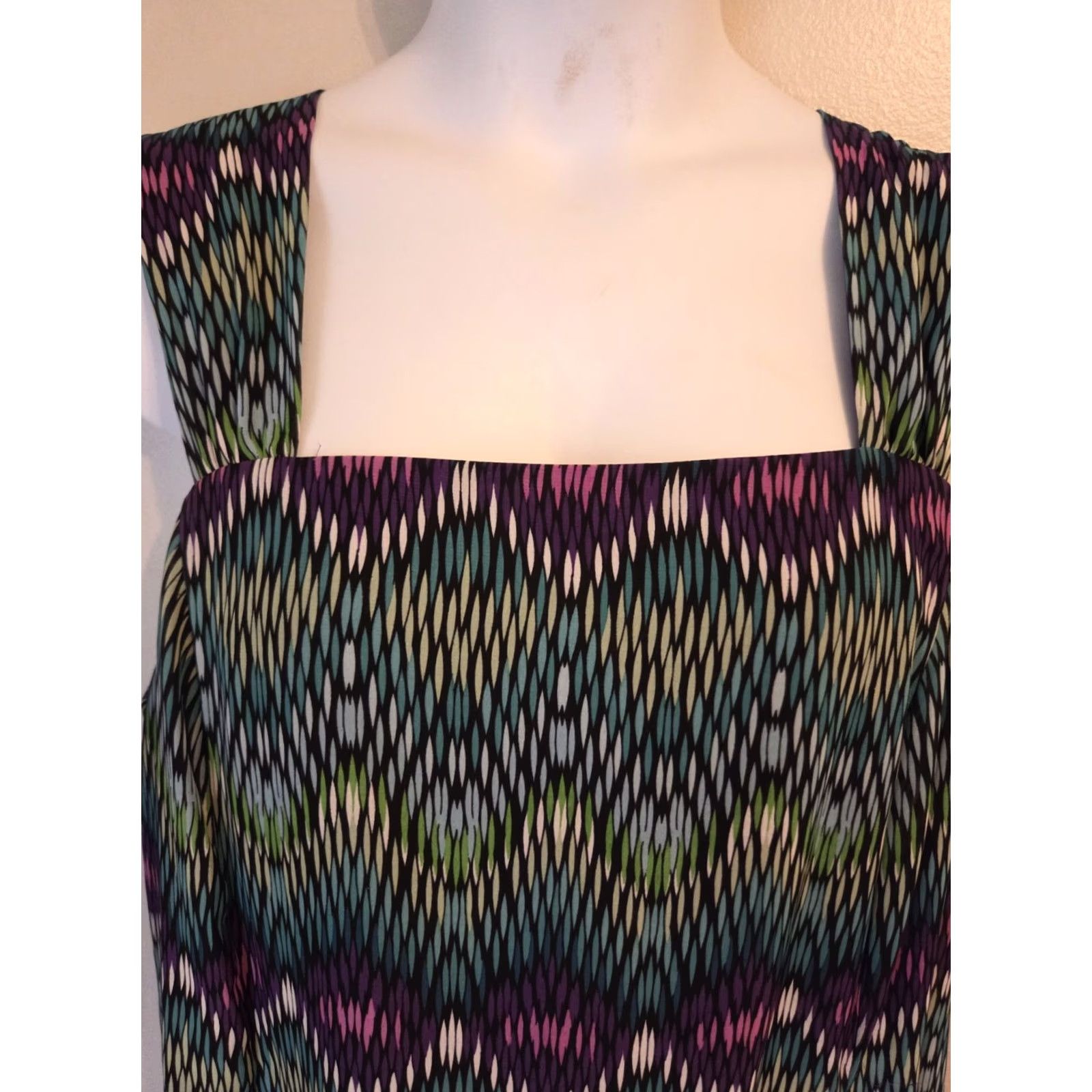 Vintage Catherines Dress Purple Green Blue Black Geometric Abstract Boho 22 2X Women Size 3XL / US 20-22 - 4 Thumbnail